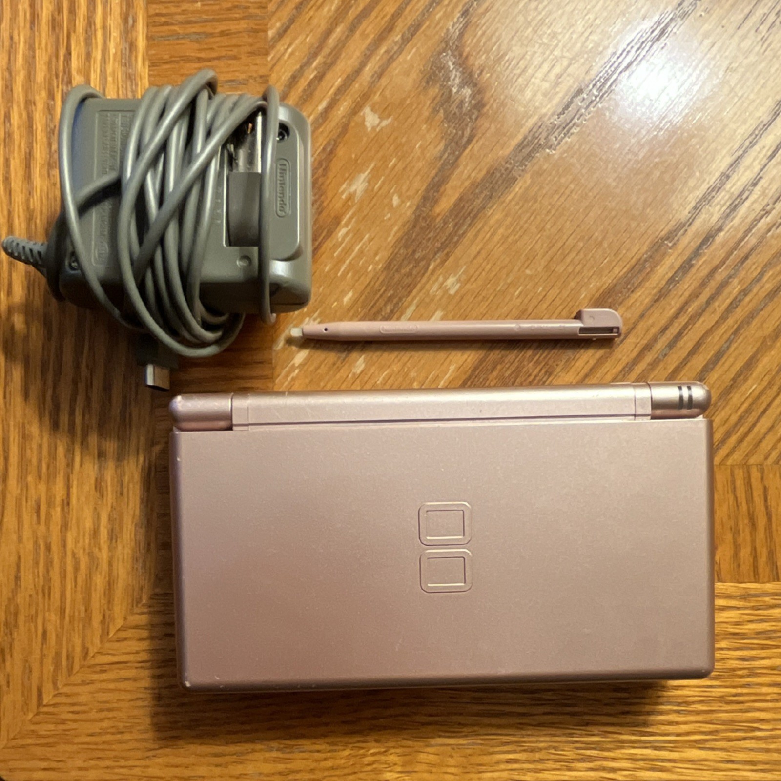 Nintendo DS Lite Pink Handheld Console w/ Stylus, Charger, GBA Slot Cover WORKS