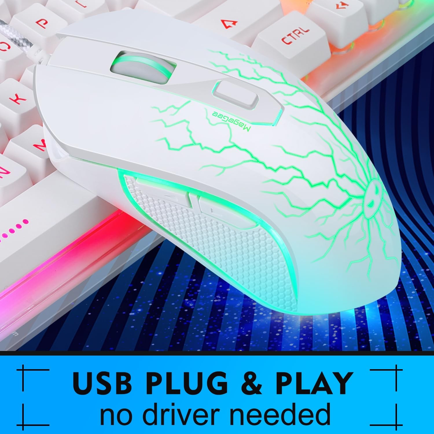 Magegee Gaming Keyboard And Mouse Combo K1 Rgb Led Backlit Keyboard 104 Key For