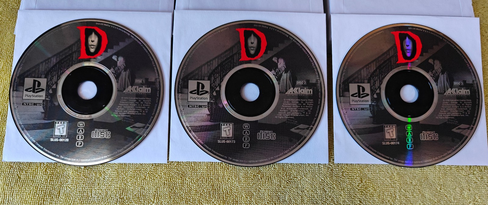 D (PlayStation 1 PS1) Discs Only (1,2,3) Clean and Tested Retro Horror