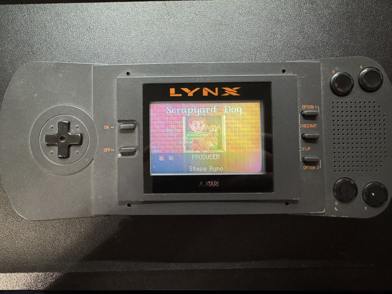 Atari Lynx Handheld Video Game Console With Scrap Yard Dog TESTED + WORKING