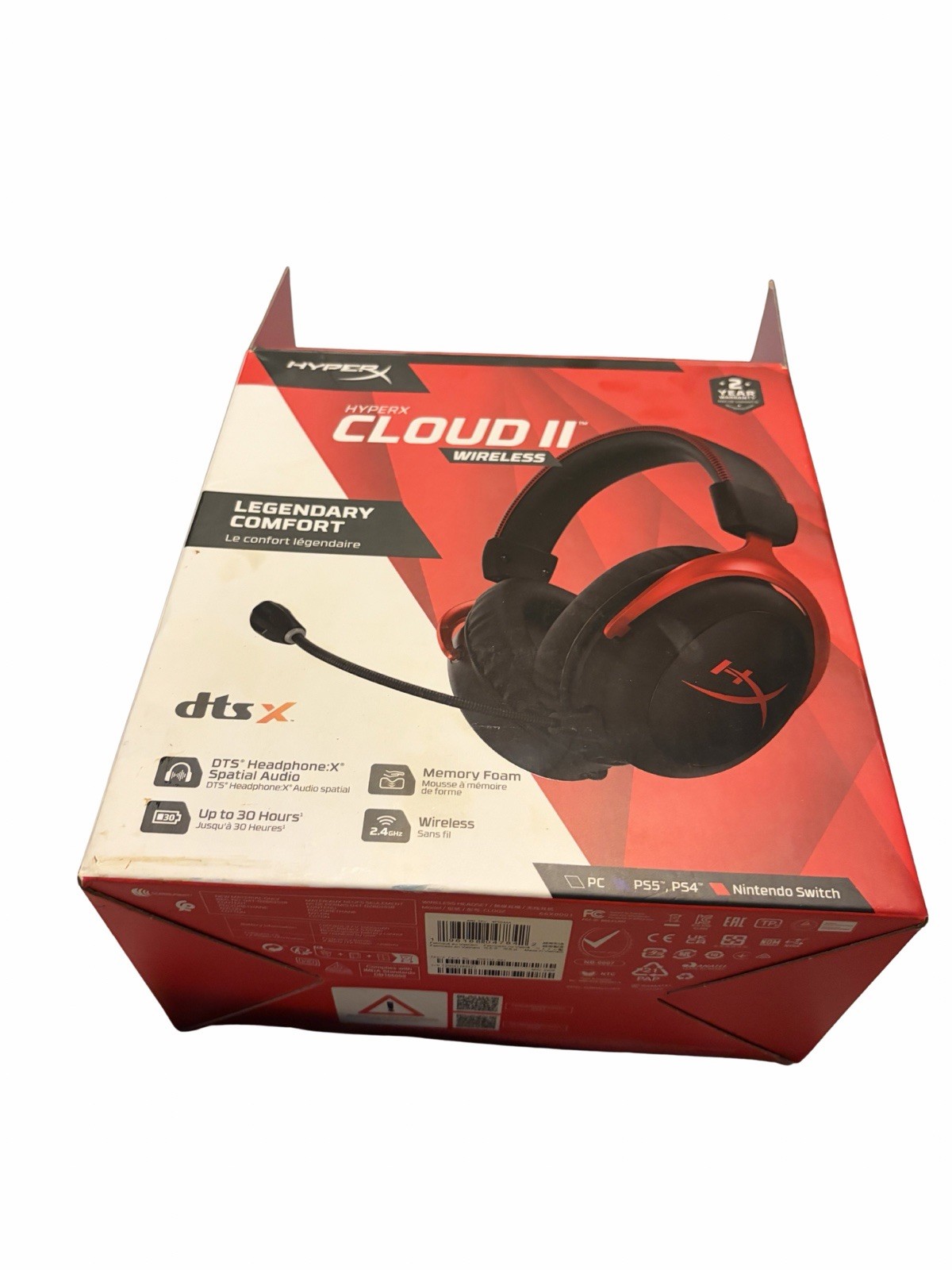 HyperX Cloud II Wireless RF Gaming Headset USB Boom Mic Surround Black/Red