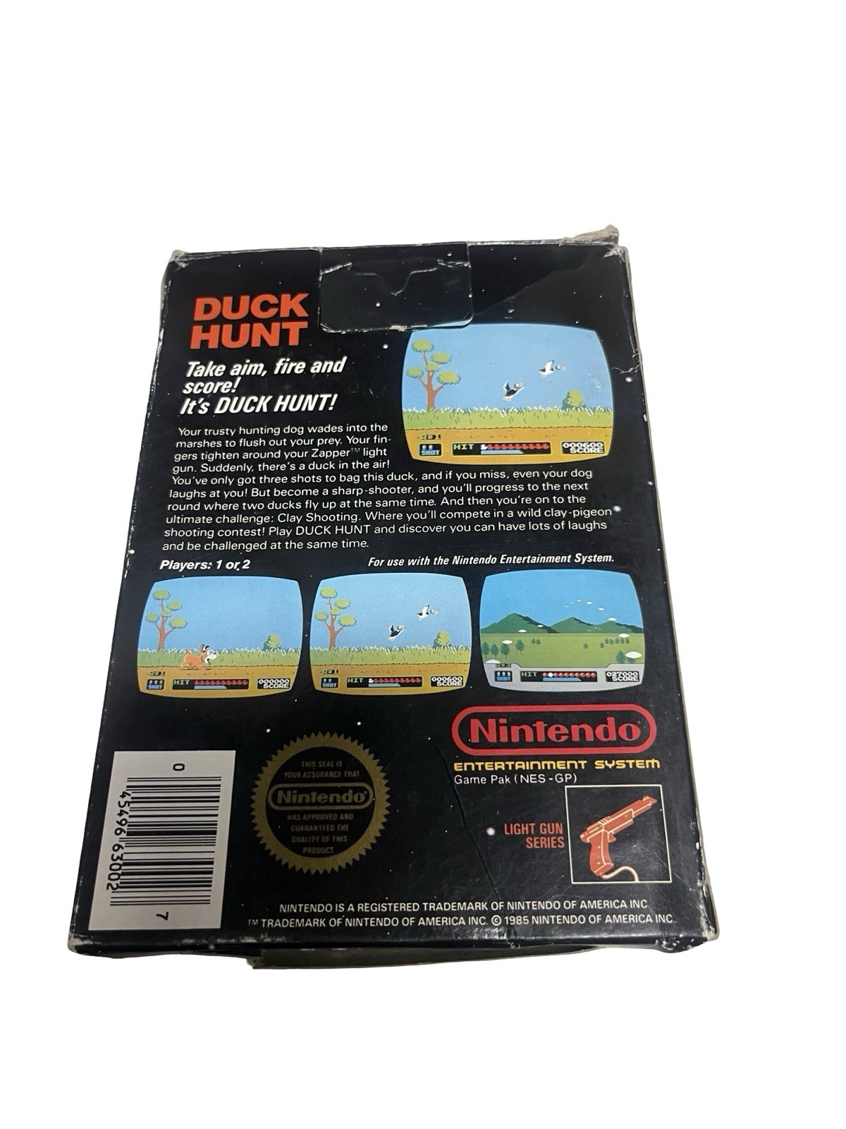 Duck Hunt Nintendo NES, 1985 5-Screw Unpunched Hangtab Complete CIB BLACK BOX