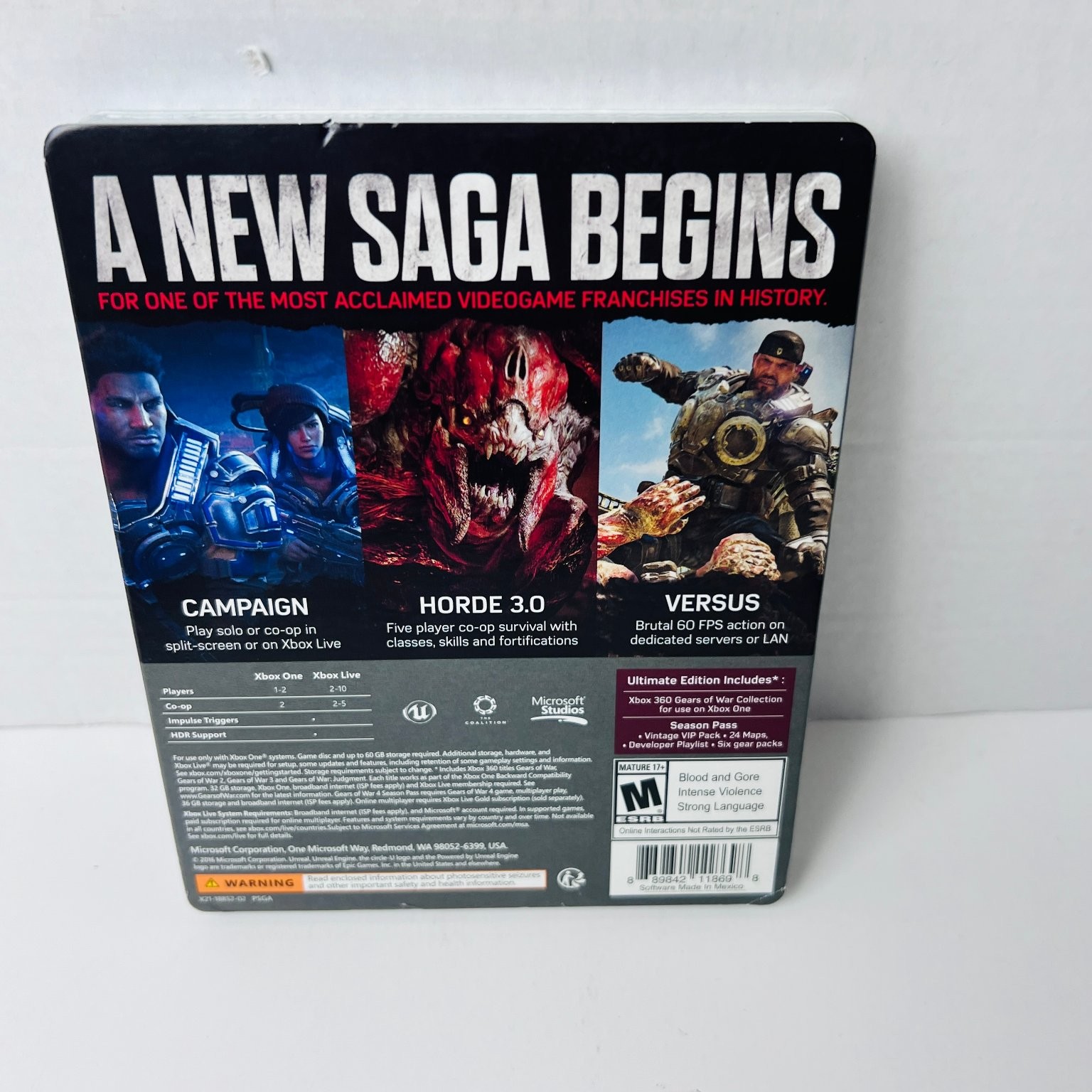 Gears of War 4 Ultimate Edition Xbox One Video Game Steelbook Minor Dent New