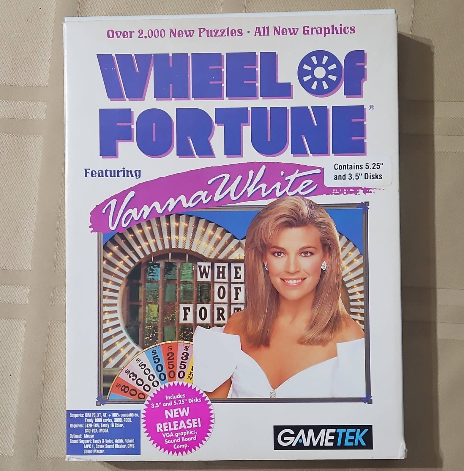 GameTek Wheel of Fortune Featuring Vanna White PC Game (1990) w/ Manual