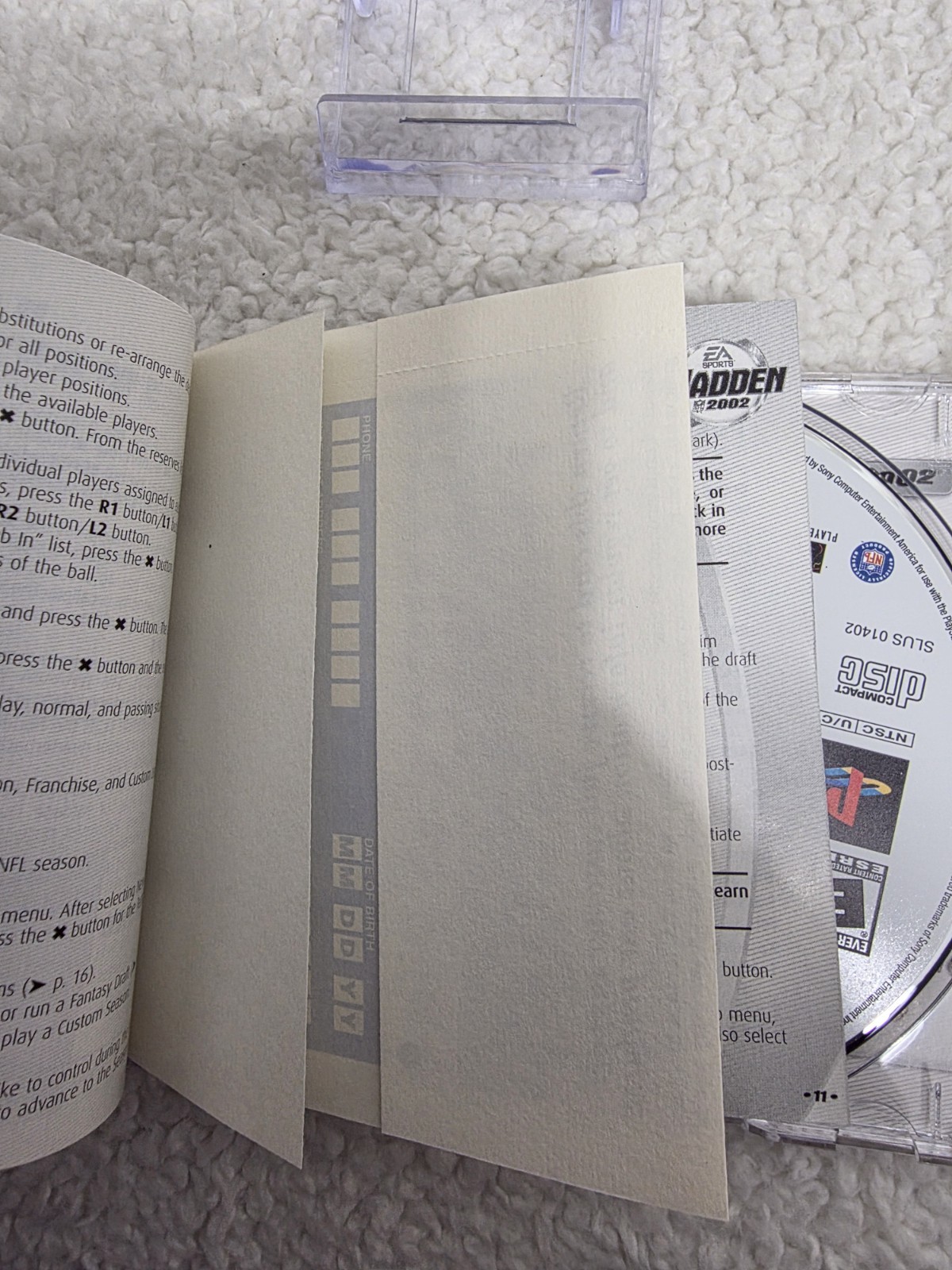 Madden NFL 2002 (Sony PlayStation 1, 2001) Ps1 CIB W/ REG CARD