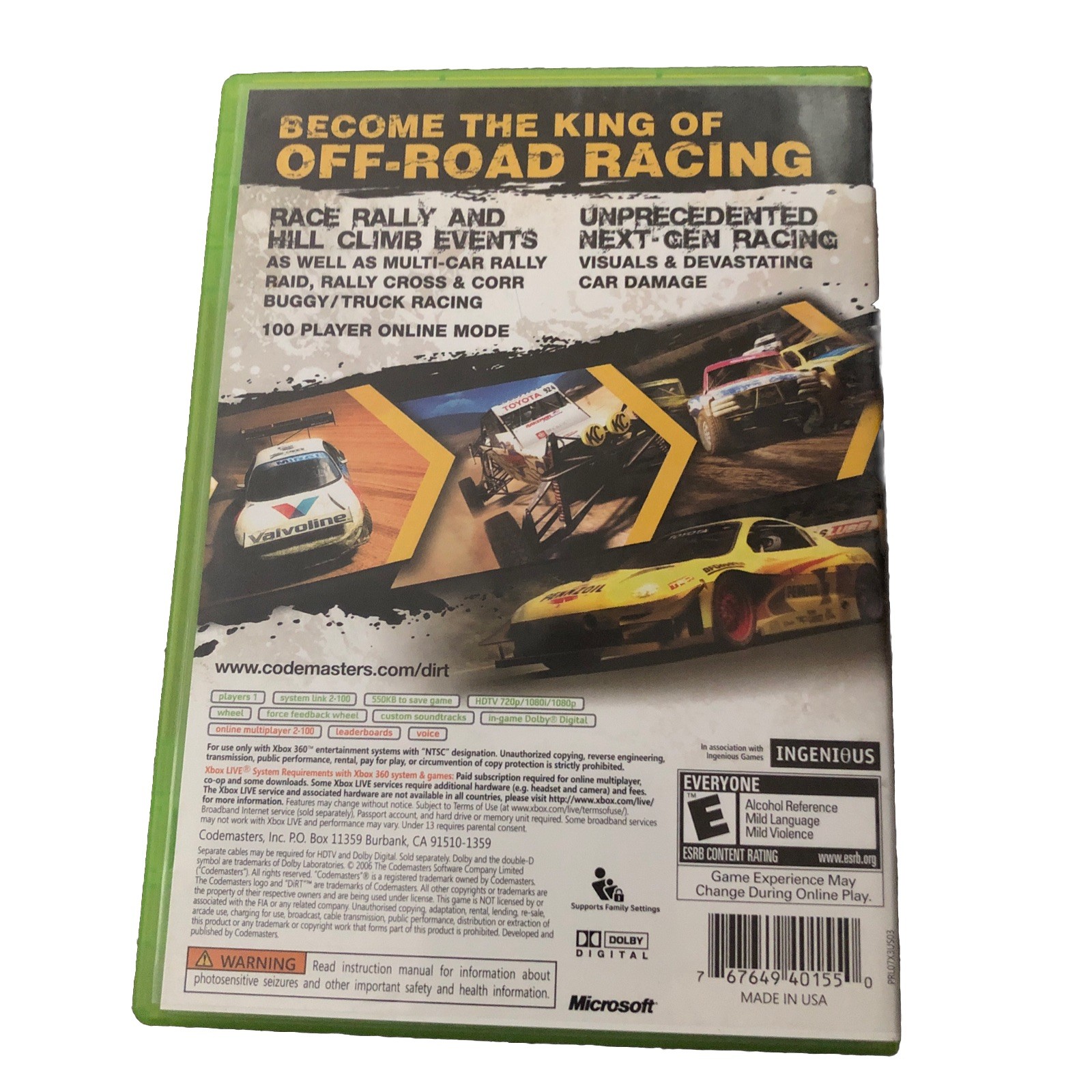 Dirt – Xbox 360 – Off Road Racing game