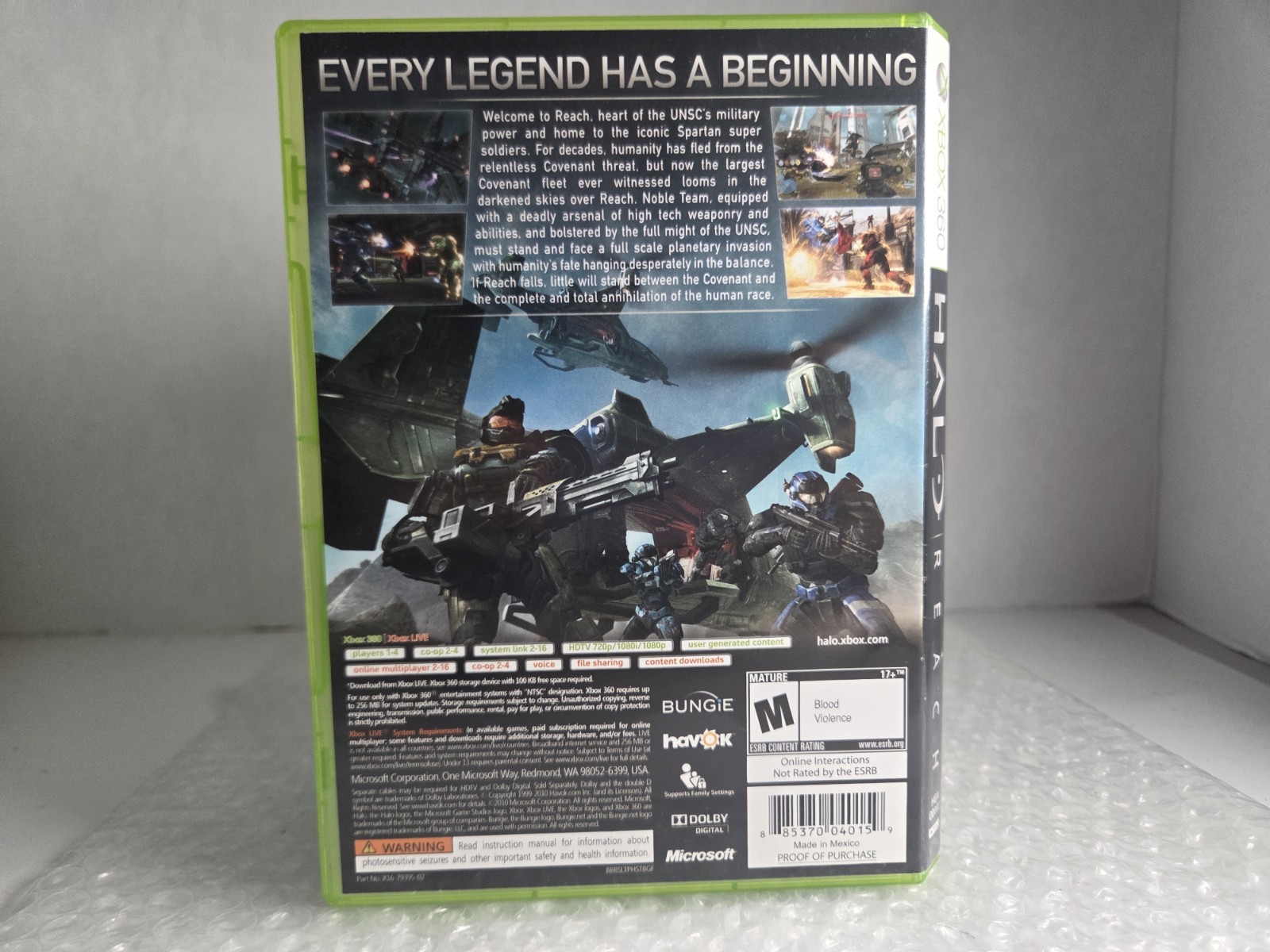 Halo Reach Microsoft Xbox 360 Complete In Box CIB Tested Resurfaced Bungie Game