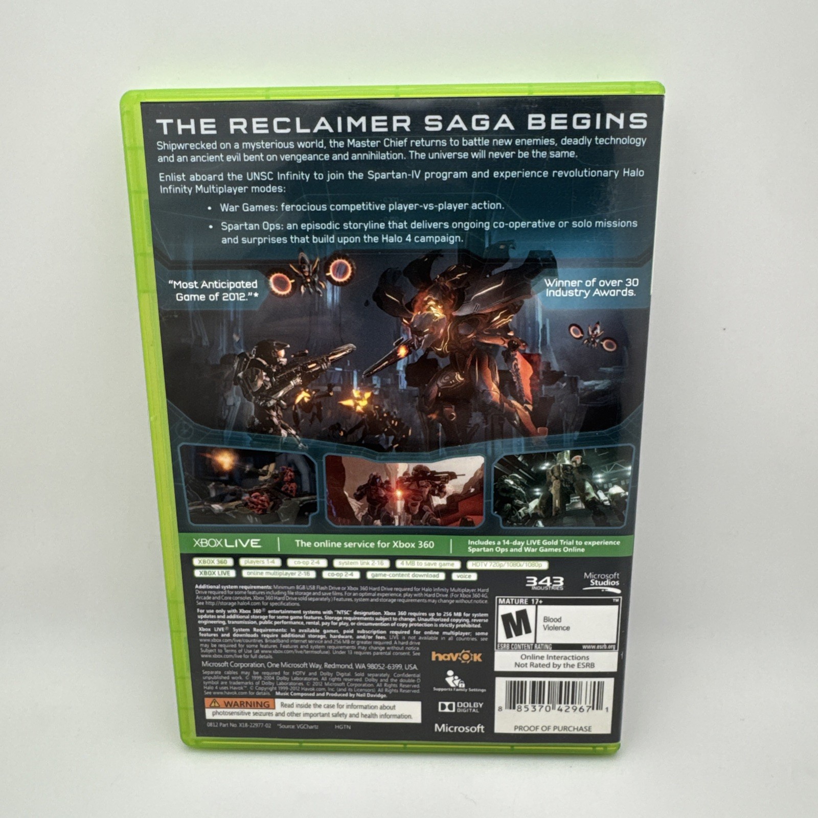 Halo 4 (Microsoft Xbox 360, 2012) RARE OOP HTF 343 Industries Microsoft Studios