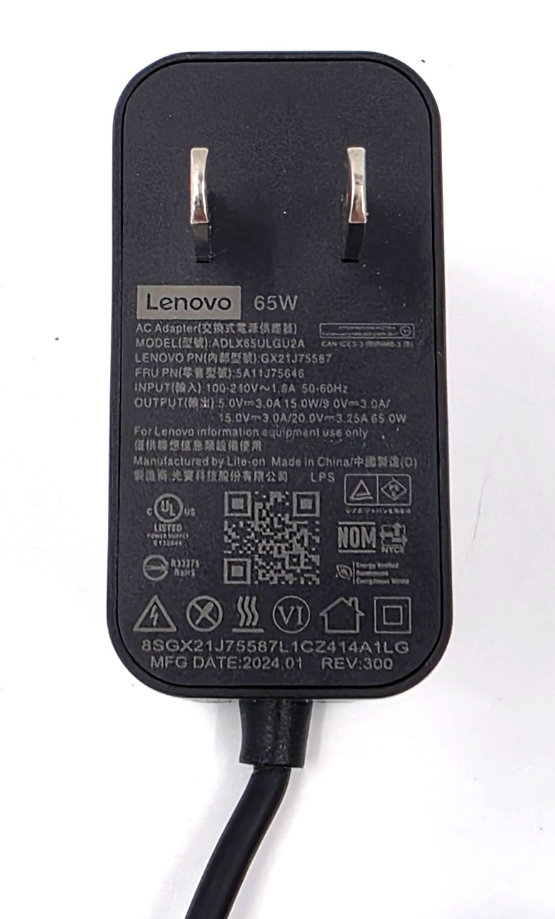 OEM Genuine Lenovo Legion Go 65W Power Adapter Charger GX21J75589 ADLX65UCGU2A