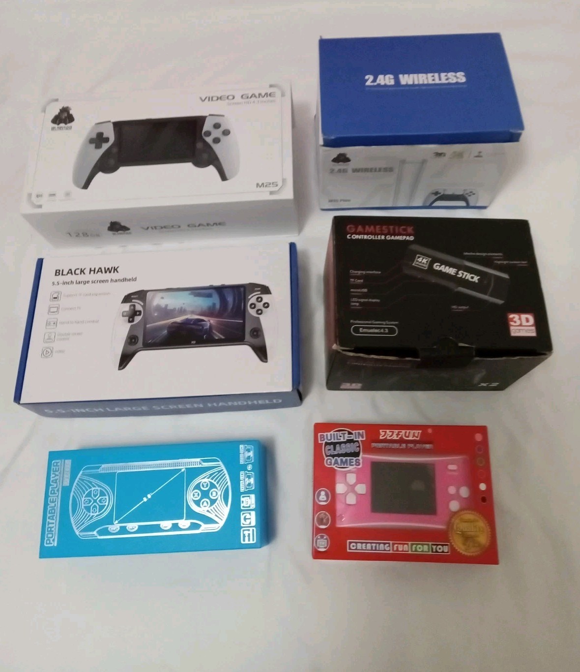 Set Of 5 Handheld Retro Gaming Consoles With Controllers