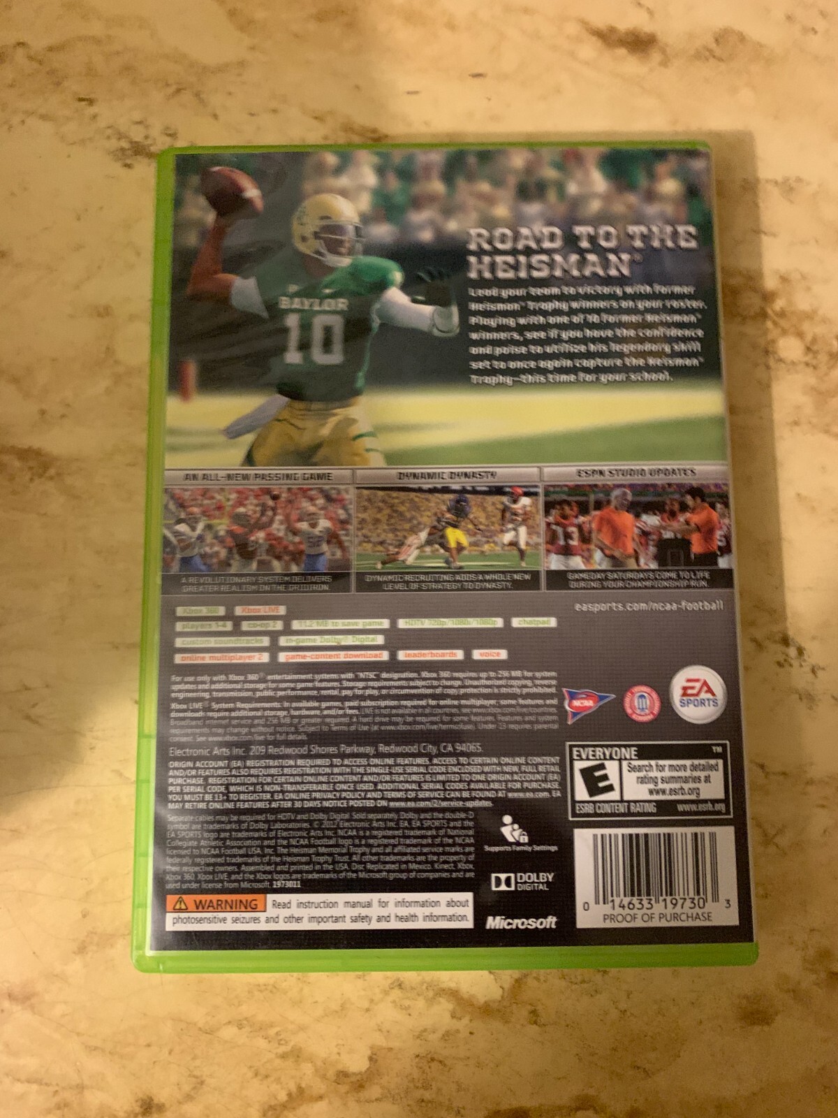 NCAA Football 13 (Microsoft Xbox 360, 2012) Disc and Case