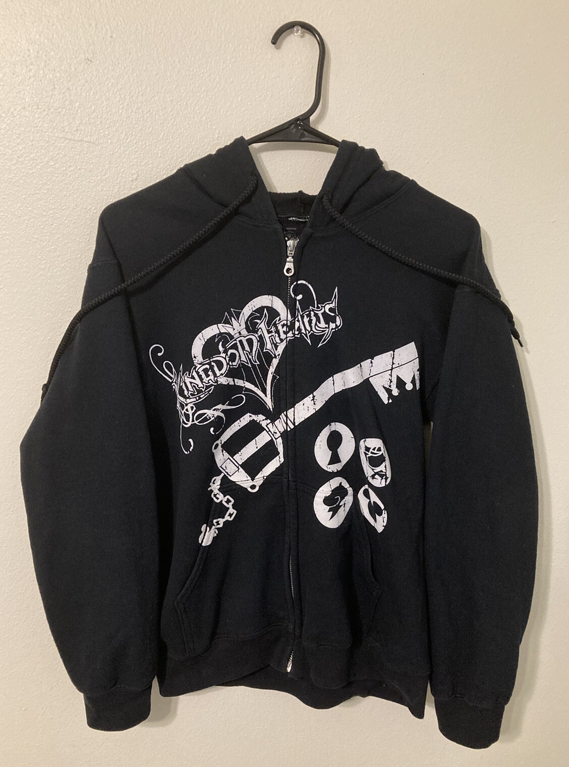 Kingdom Hearts Black and White Full Zipper Hoodie Jacket Mad Engine READ