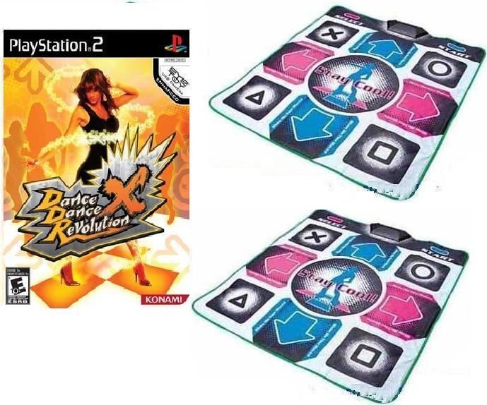 Dance Dance Revolution X DDR X + 2x PS2 Dance Pads Mats
