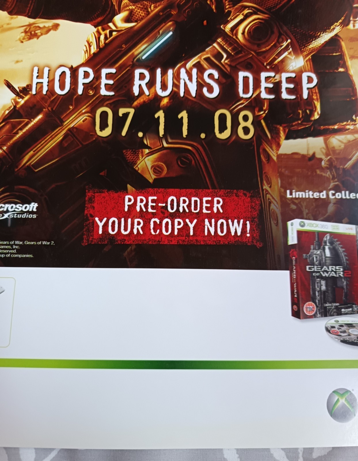 Gears of War 2 Marcus Fenix (Vintage, 2008) XBox 360 Game Poster (RARE)