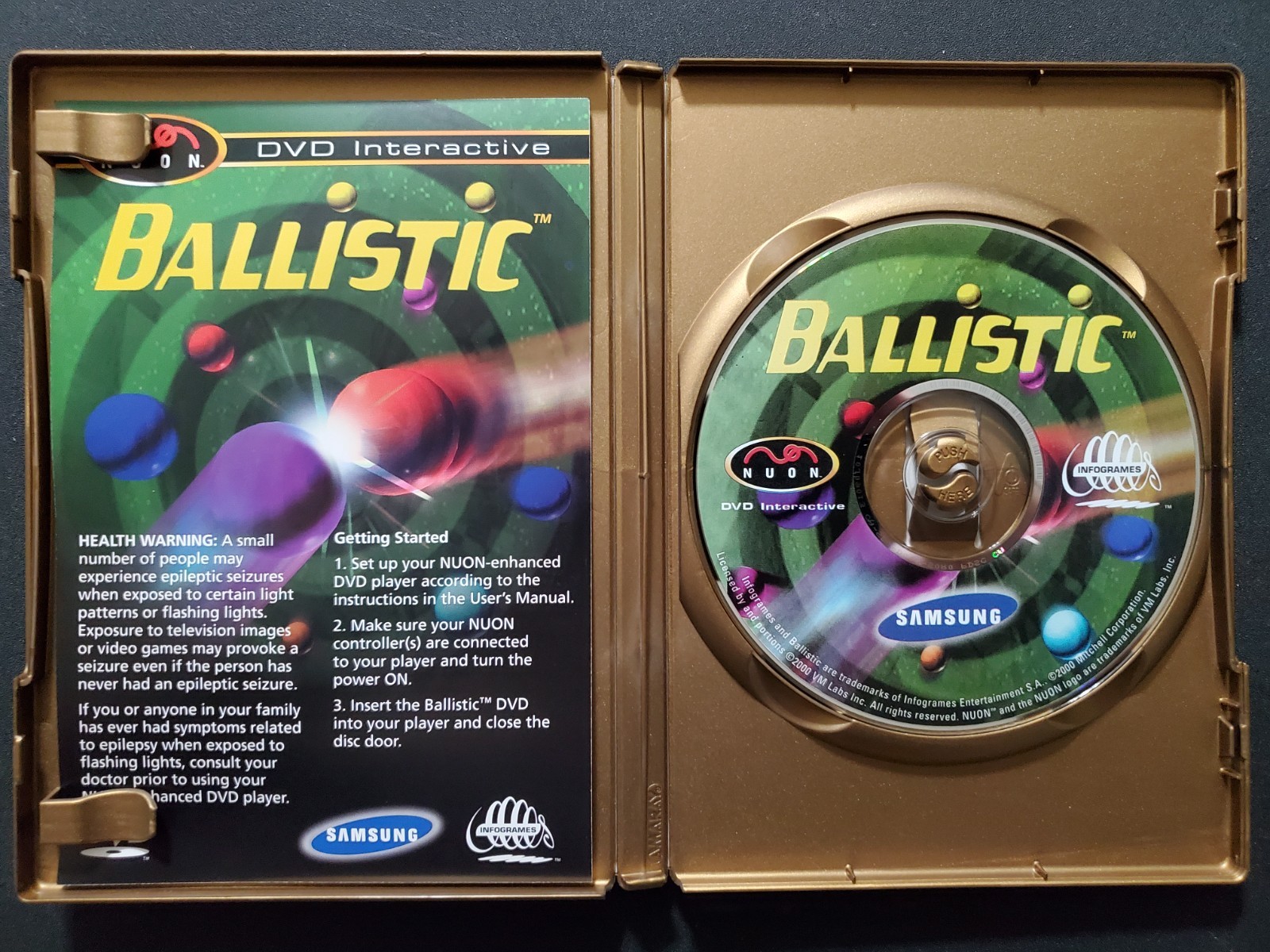 Ballistic Samsung Nuon DVD Interactive Puzzle Game Infogrames 2000 OOP