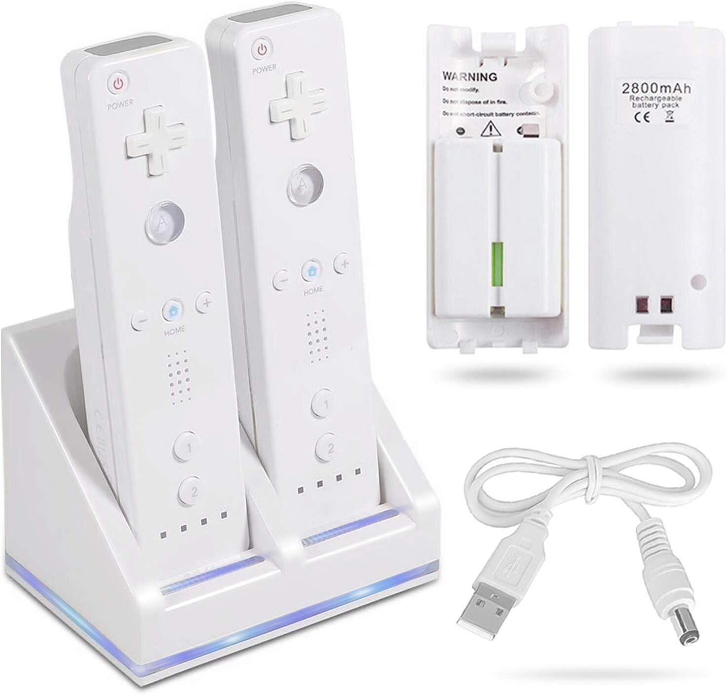 2/4 Rechargeable Batteries Pack+ Charger Dock For Nintendo Wii Remote Controller