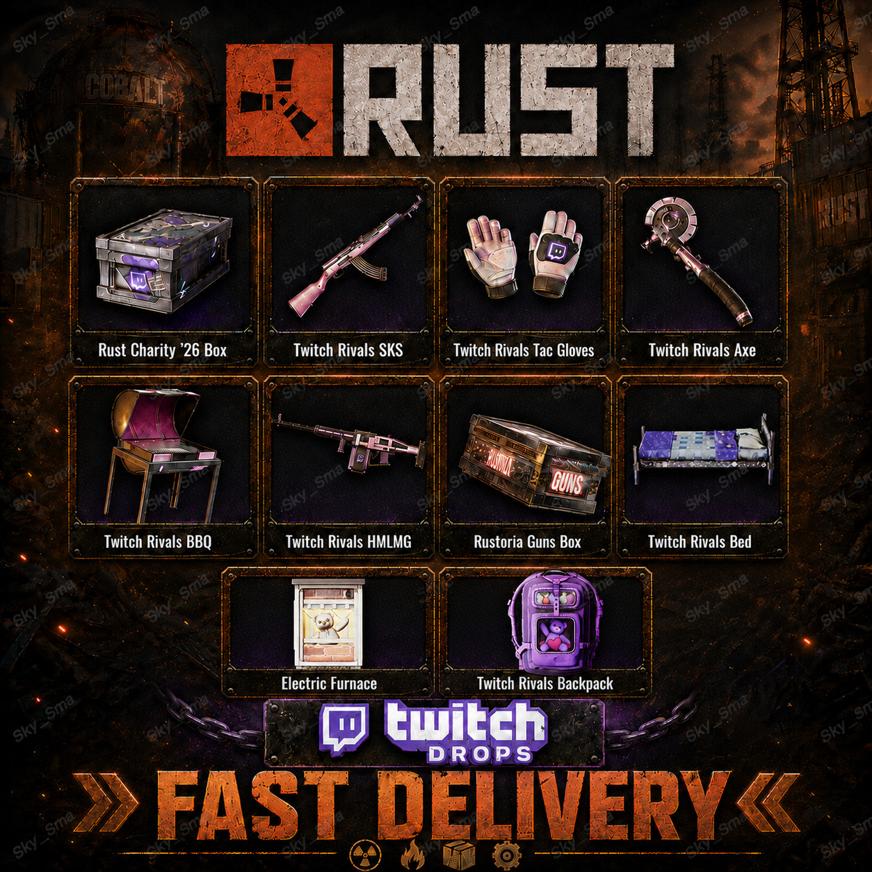 RUST Twitch Drops – Twitch Rivals and Charity ’26 – 10 Skins