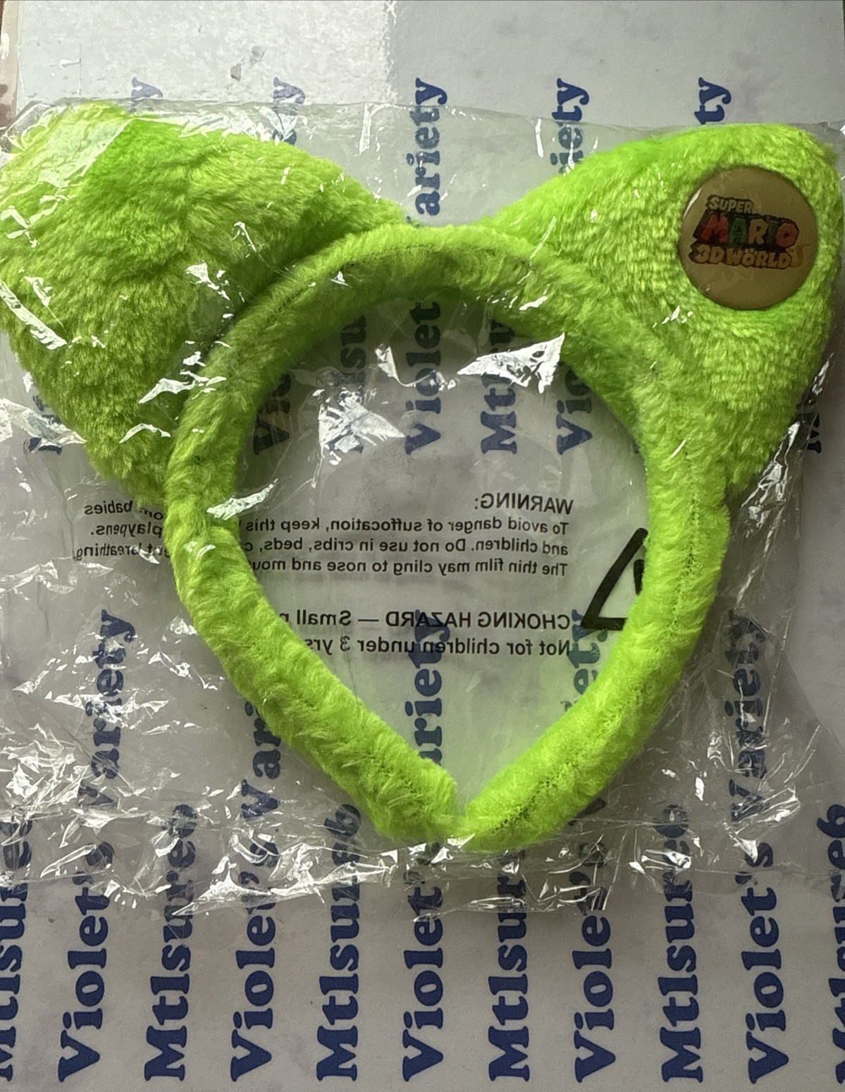 Super Mario 3D World Green Cat Ears Headband & Pin Nintendo NEW SEALED PACKAGE