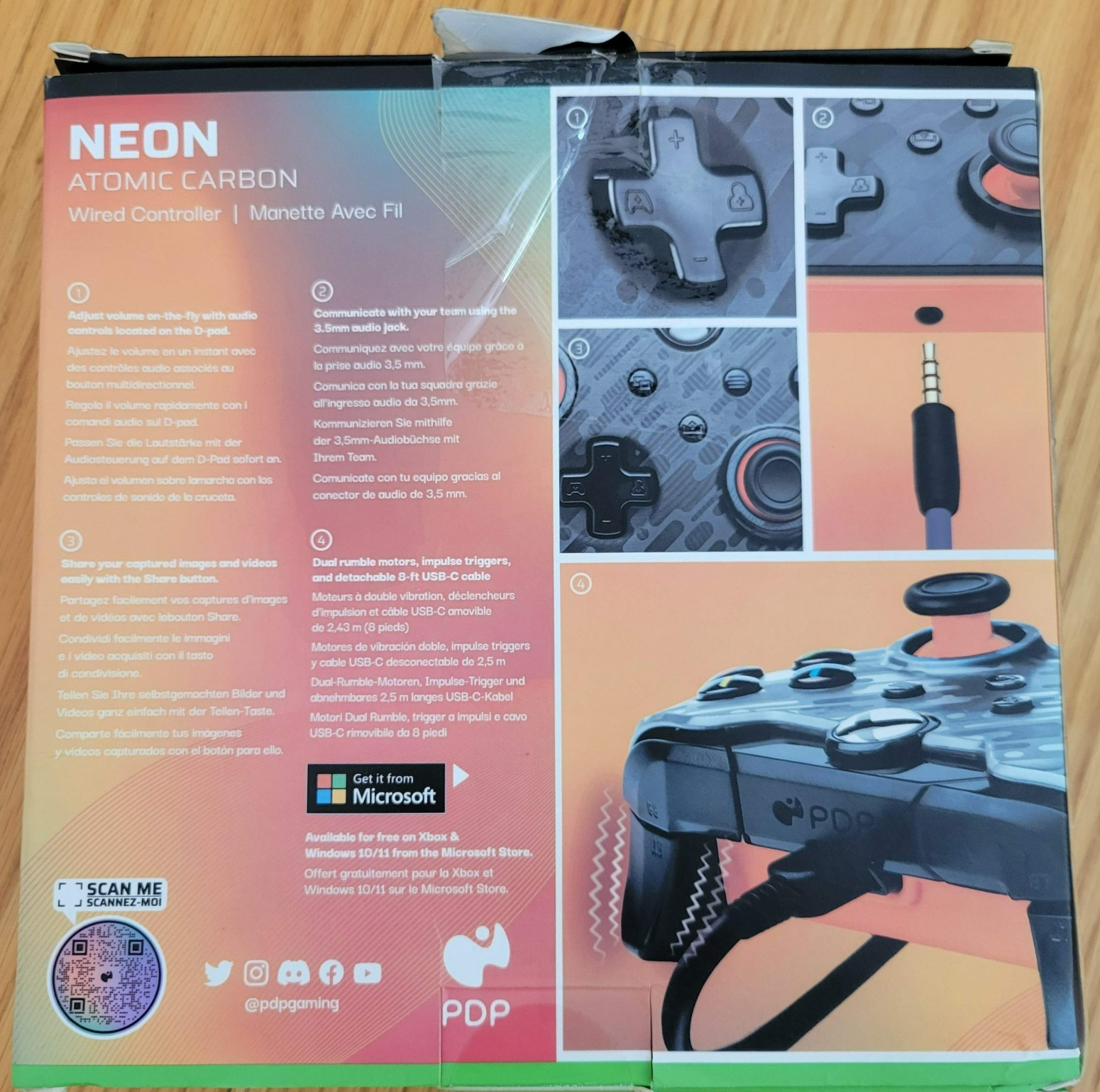 New Neon Atomic Carbon Wired Controller for XBOX Series X-S ONE PDP App Enabled