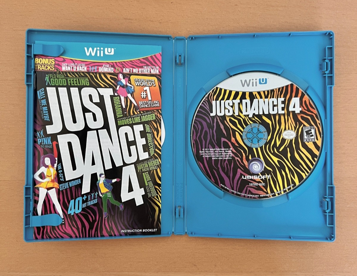 Just Dance 4 Nintendo Wii U Video Game Disc with Case & Manual Tested