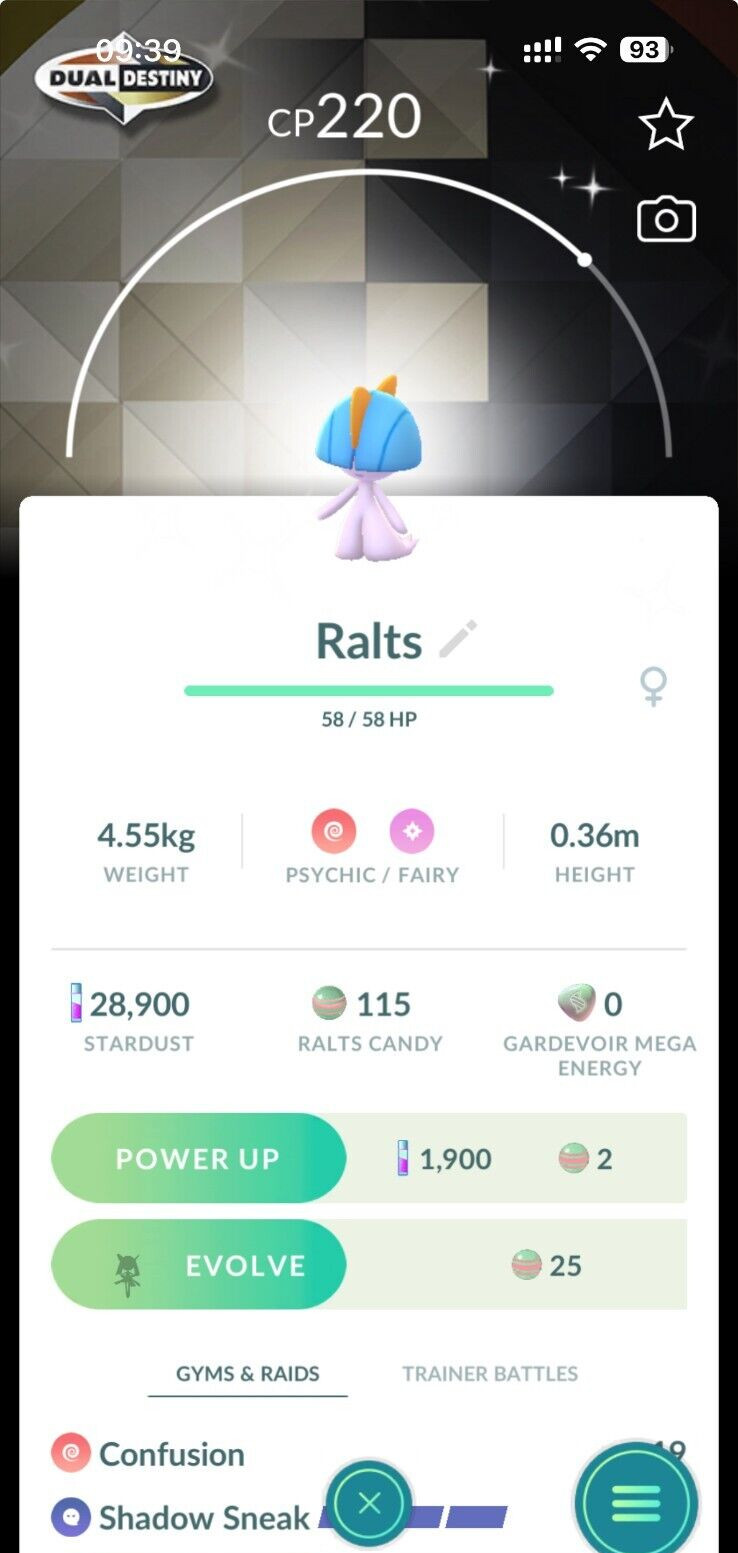 Pokémon Shiny Ralts special background – P T C – GO Read Description