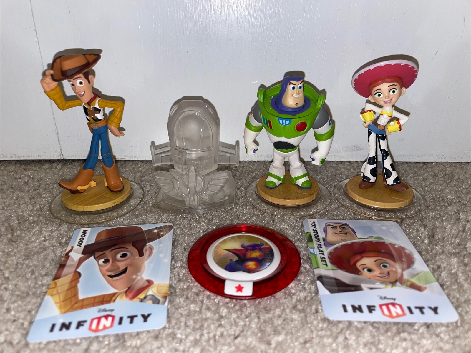 Disney Infinity Toy Story Figures Woody Jessie Buzz Lightyear Spacehip Crystal