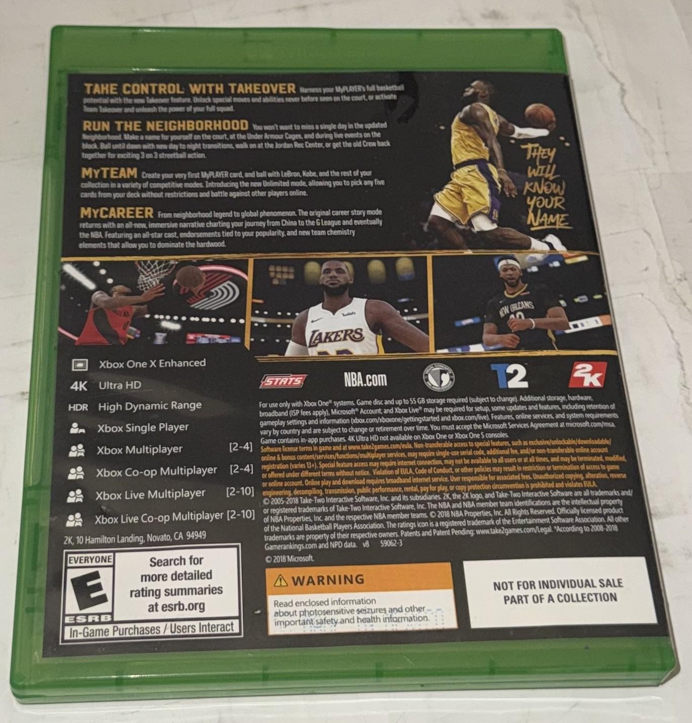 NBA 2K19 20th Anniversary Microsoft Xbox One Lebron James Cover Complete