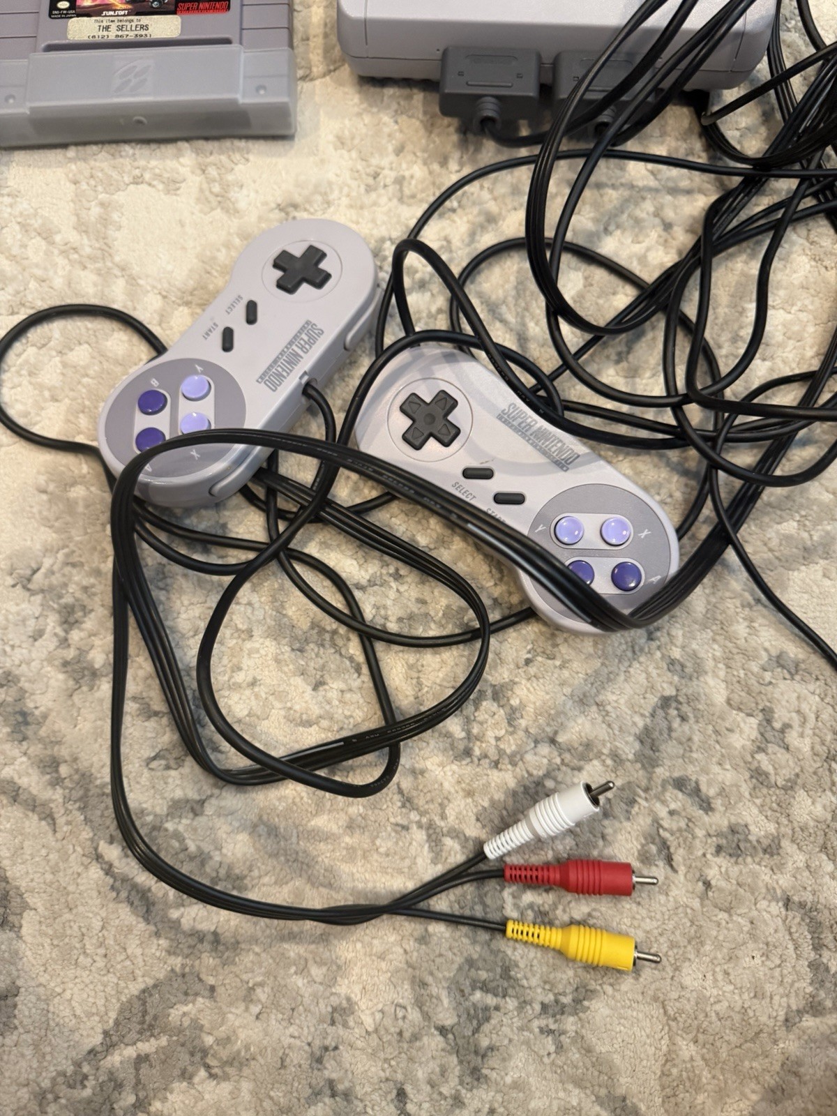 Super Nintendo Console With Two controllers And 10 Games