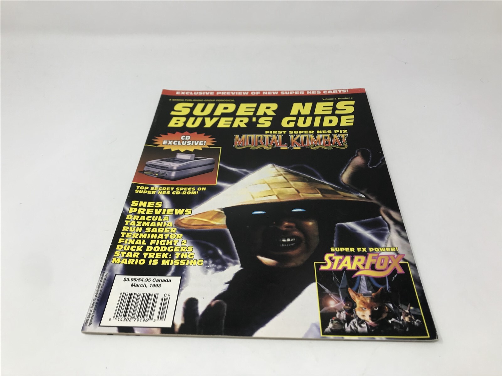 Nintendo Buyer’s Guide Video Game Magazine 1993 Mortal Kombat Super Nes CD-ROM