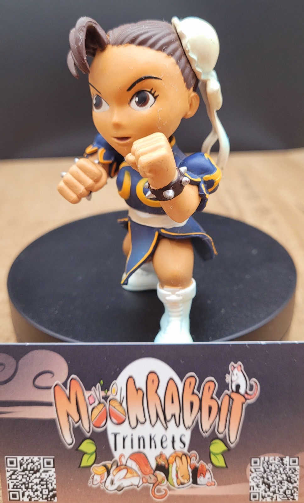 Street Fighter Chun-Li Mini Vinyl Figure Blue Outfit Spiked Bracelets Capcom Toy