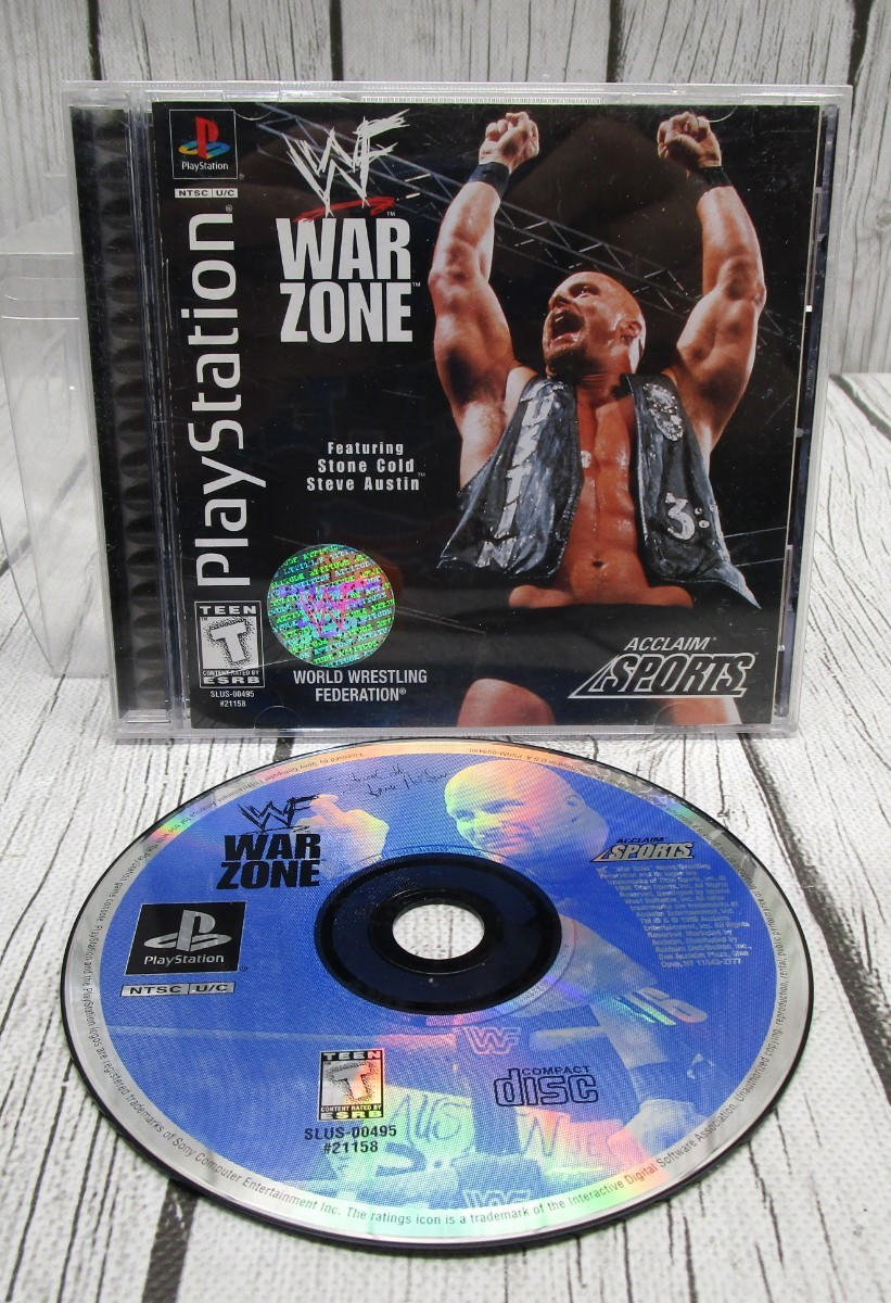WWF Warzone War Zone Playstation 1 PS1 Black Label Complete w/ Reg Card