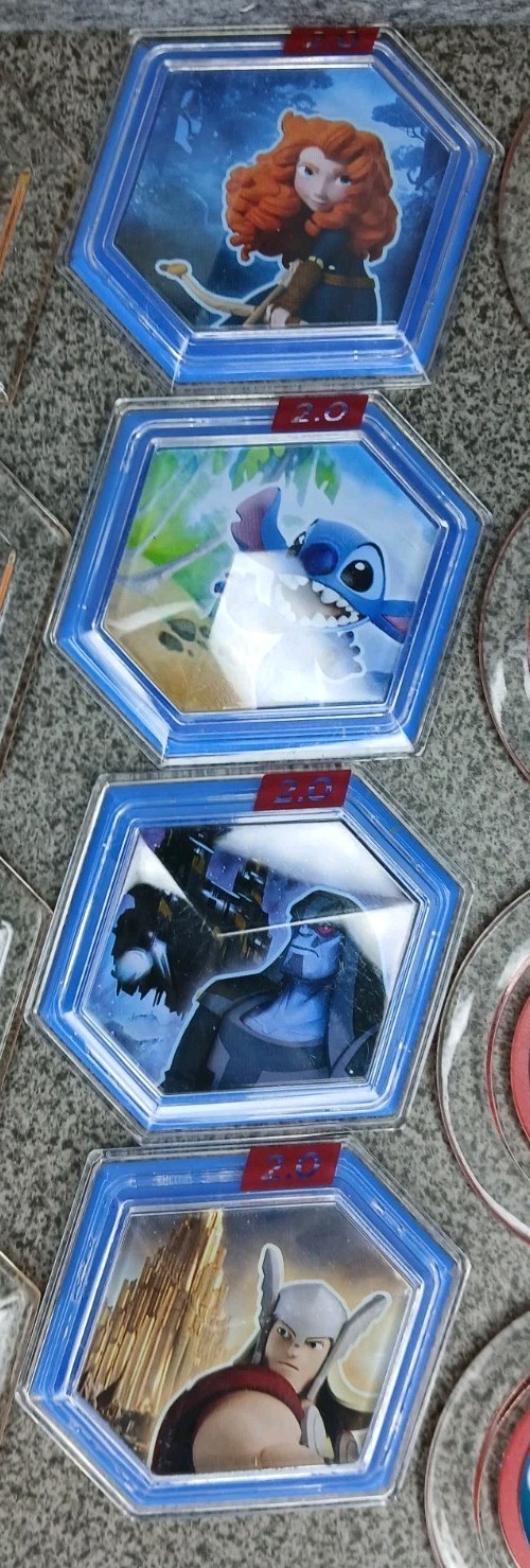 Disney Infinity Power Disc Lot 59 Mixed 1.0 2.0 3.0 + 9 Cards 7 Inserts Disney