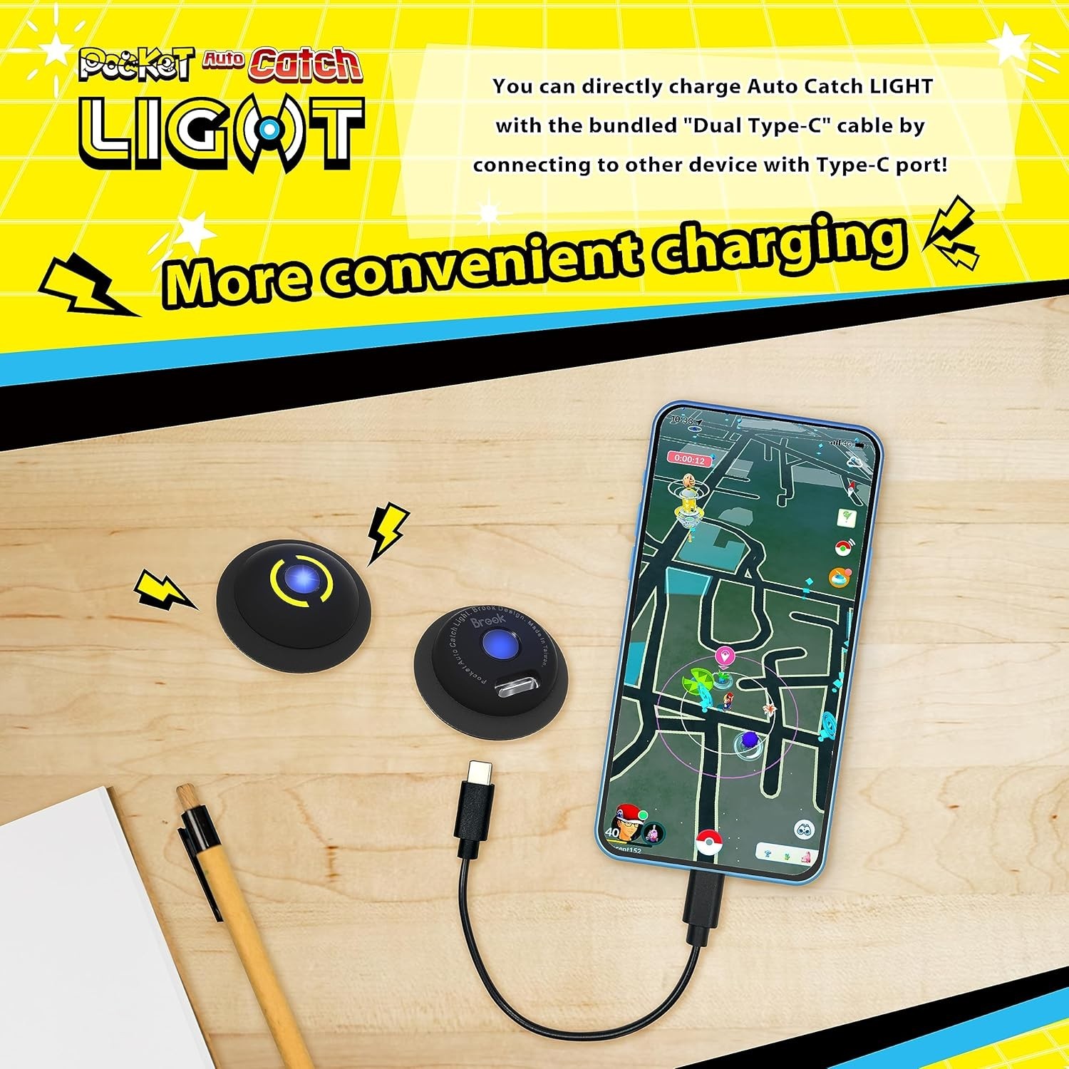 Brook Portable Auto Catch Light – Dual Accounts, Smallest Pocket Monster Pendant