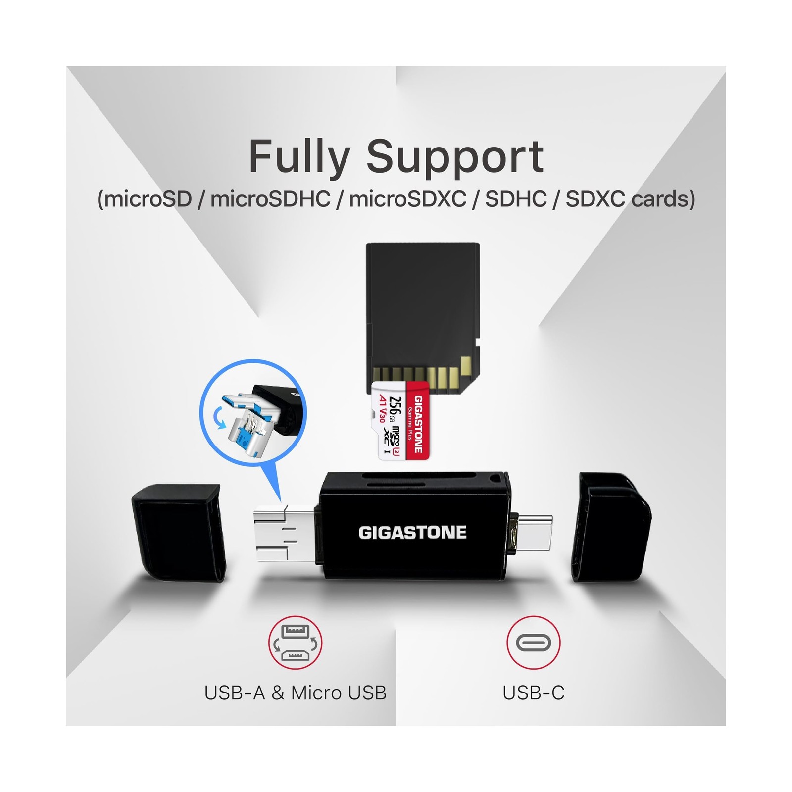 【for Switch 1 Only】 GIGASTONE 512GB Micro SD Card with USB C Card