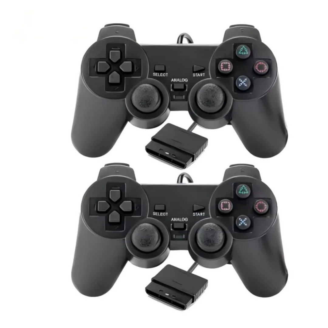 Controller for PlayStation 2 PS2 Wired Black by Voomwa [2 Pack] + US Seller