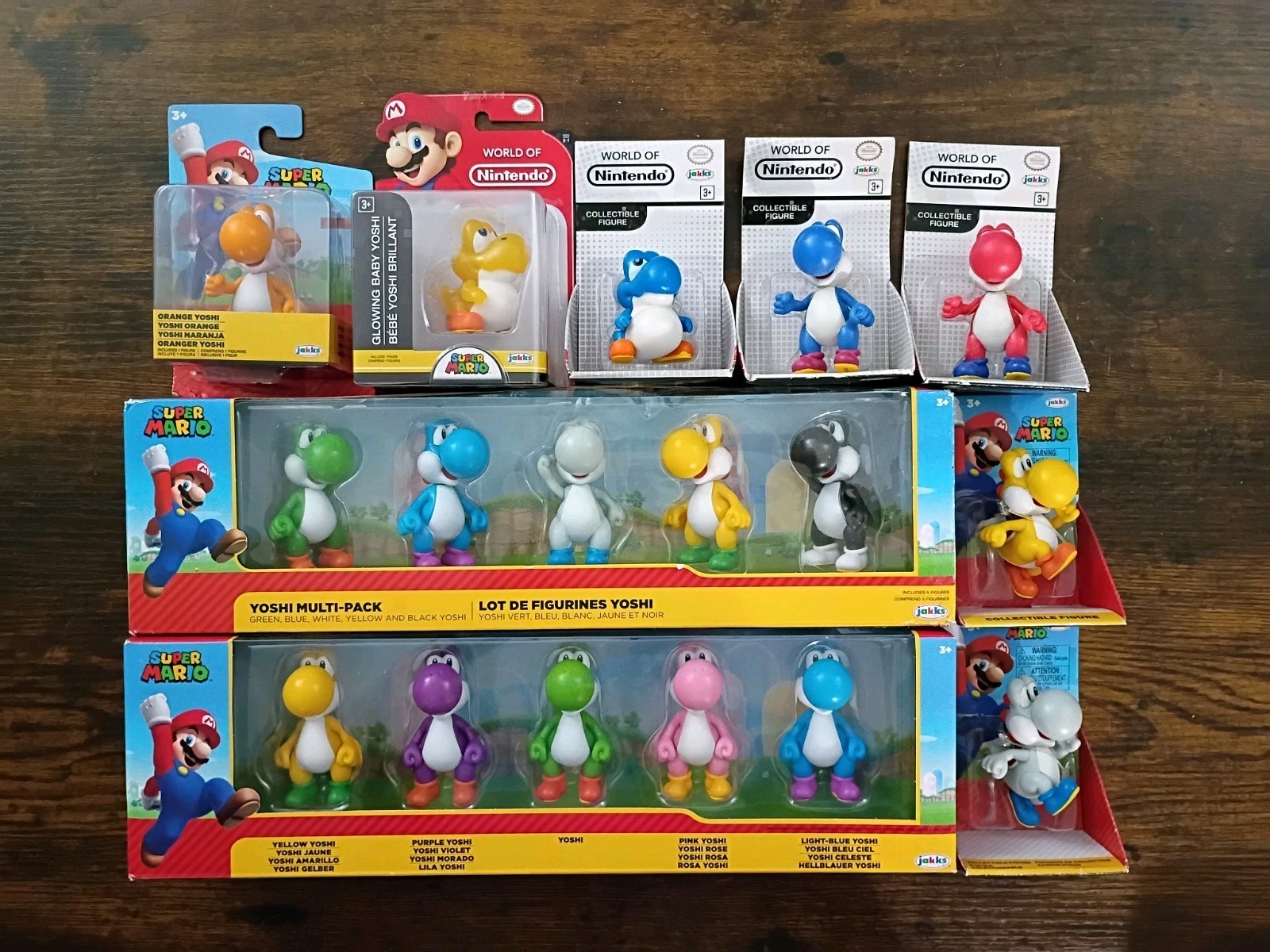 17-PK GLOWING BABY YOSHI 2.5″ Super Mario Nintendo Jakks Blue Orange Red Pink