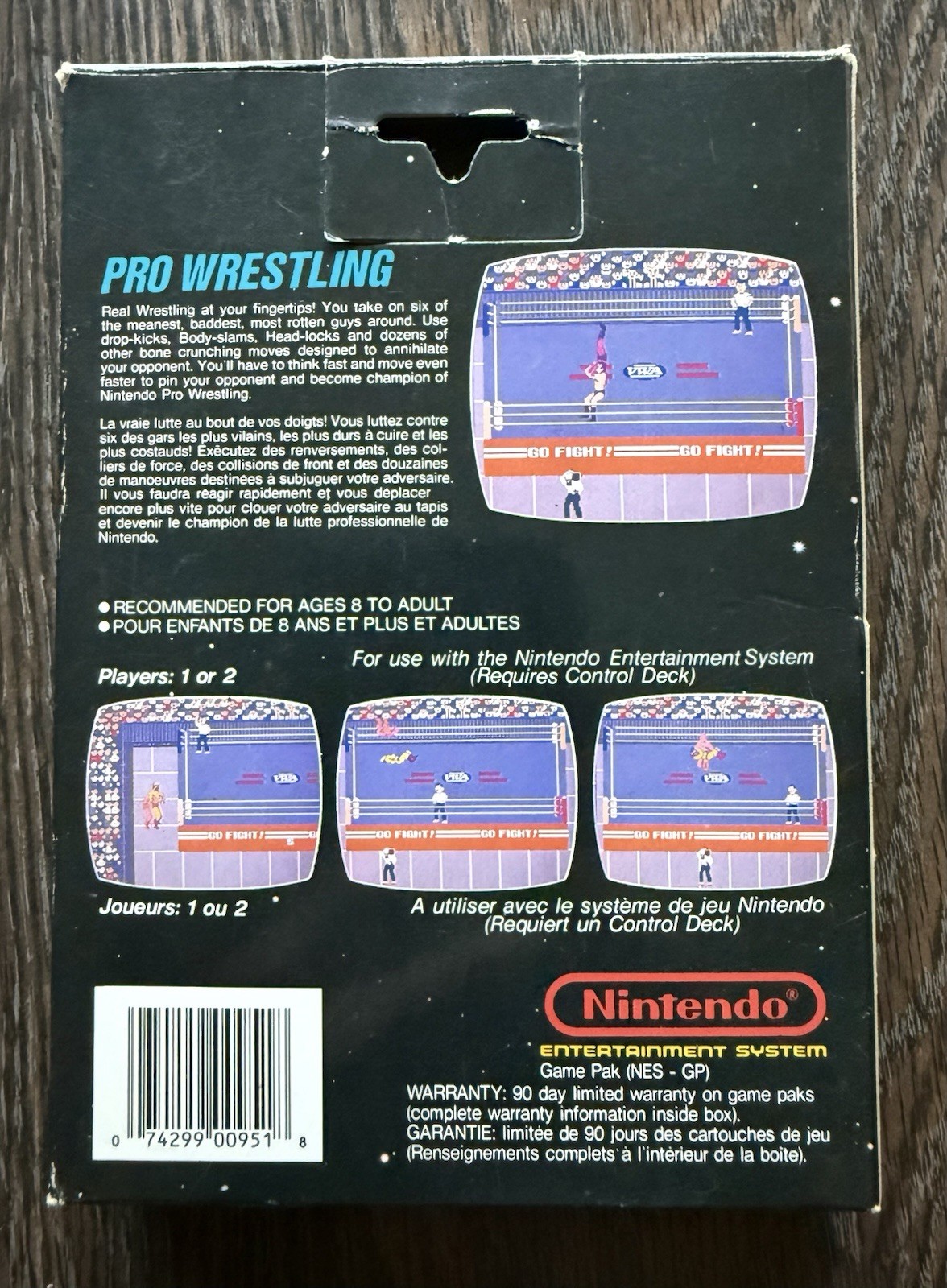 Pro Wrestling Complete in Box CIB Hangtab Canadian Version (Nintendo, NES 1987)