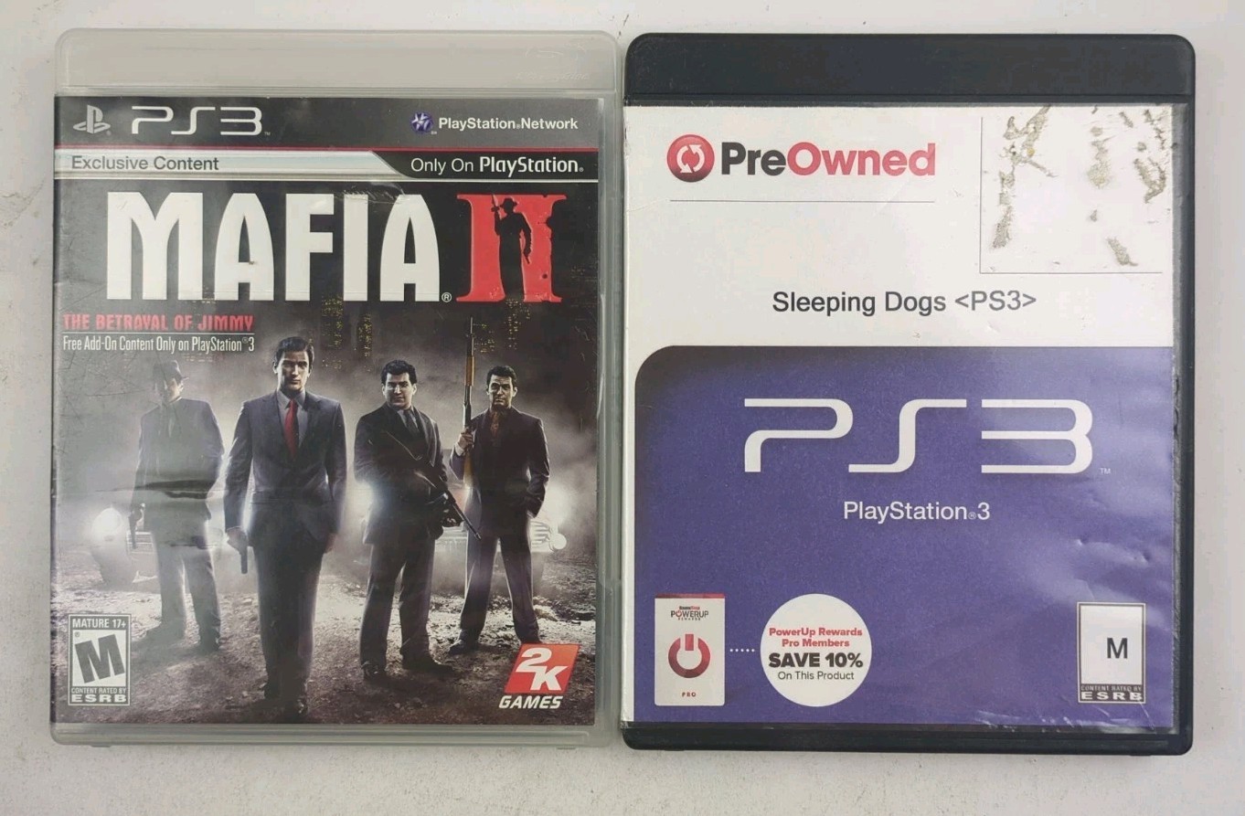 Mafia II 2 & Sleeping Dogs PlayStation 3 PS3 2 Game Crime Bundle Lot Shooter