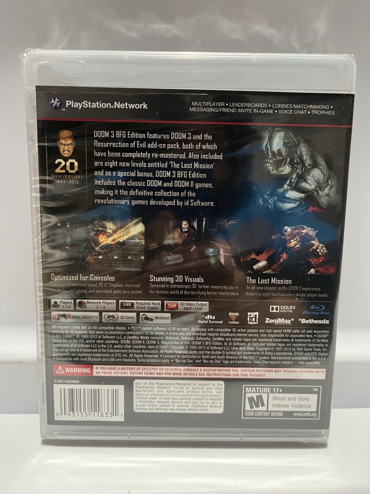 Doom 3 BFG Edition (Sony PlayStation 3, 2012) SEALED