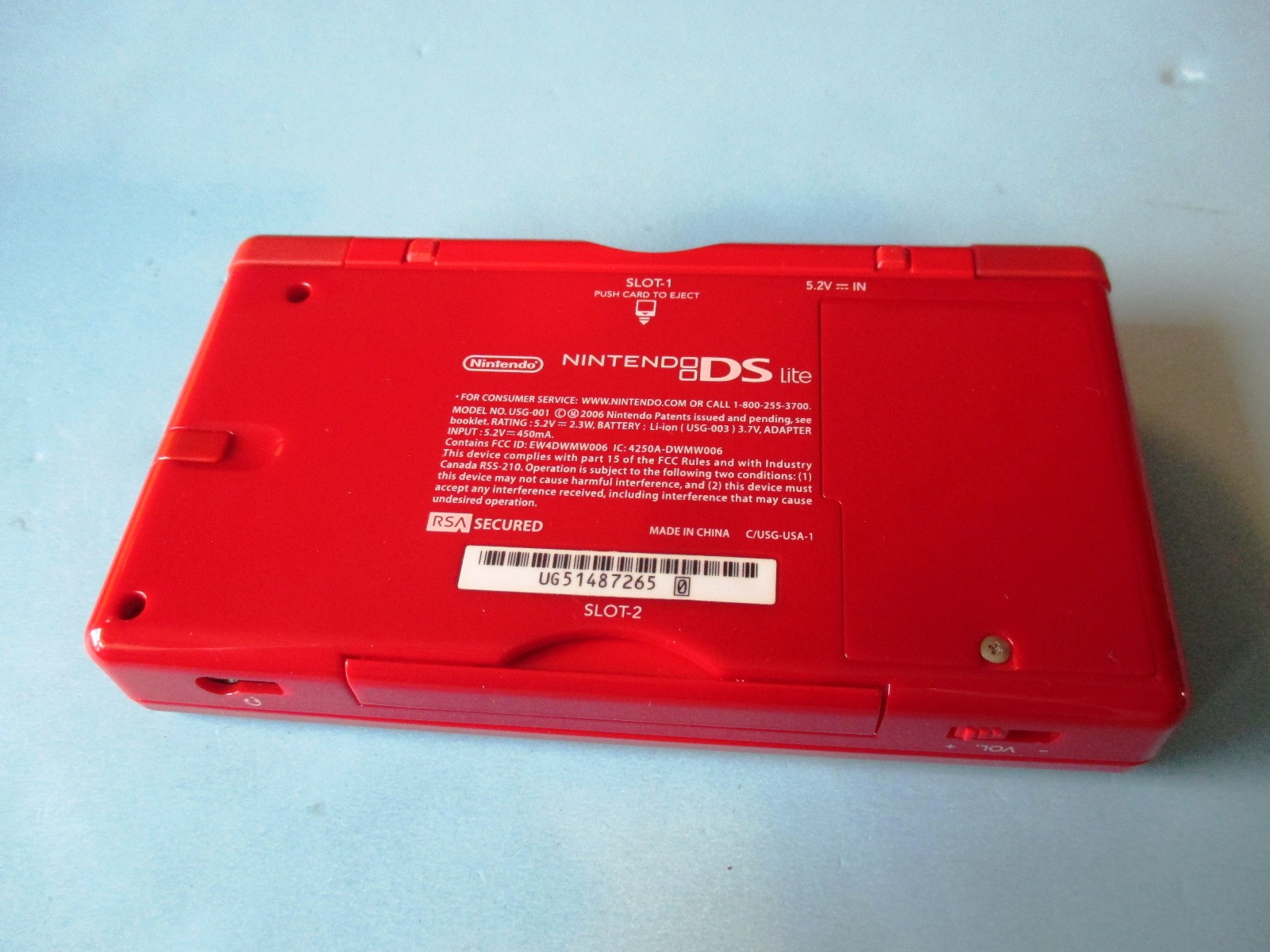 Nintendo DS Lite Red Super Mario Bros Edition System w/Charger Very Good