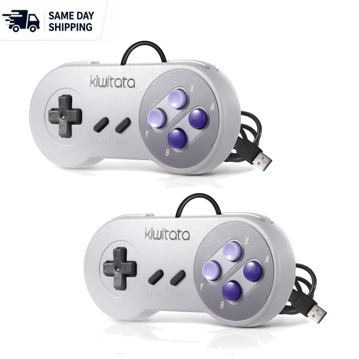 2-Pack Classic SNES USB Controllers for Retro Gaming – Ergonomic & Versatile