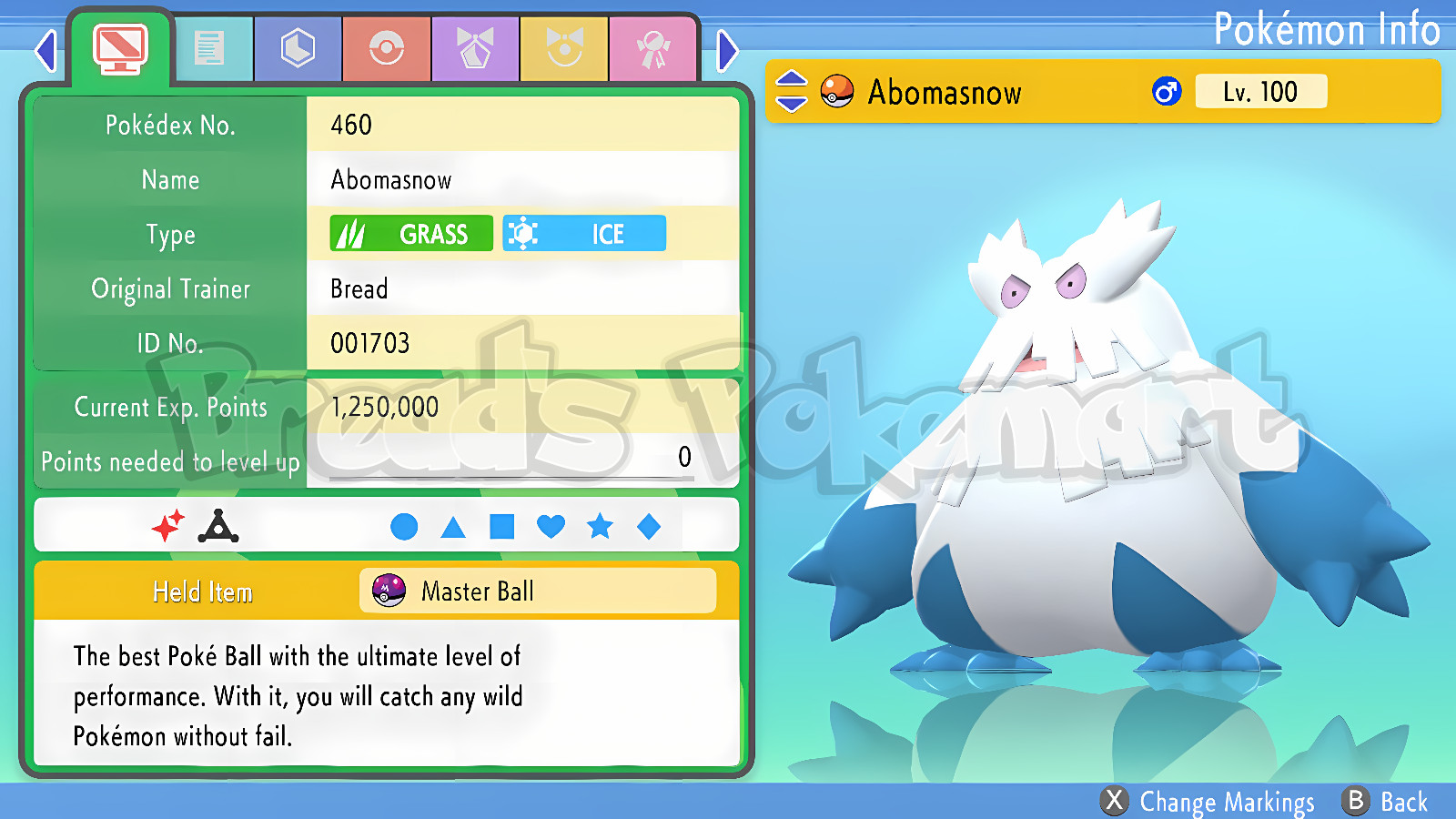✨ Shiny ABOMASNOW 6IV ✨ Pokemon Brilliant Diamond and Shining Pearl lv100 +EVs