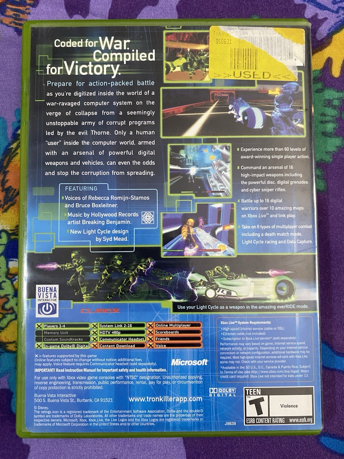 Tron 2.0 Killer App (Microsoft Xbox) CIB Complete w/ Manual