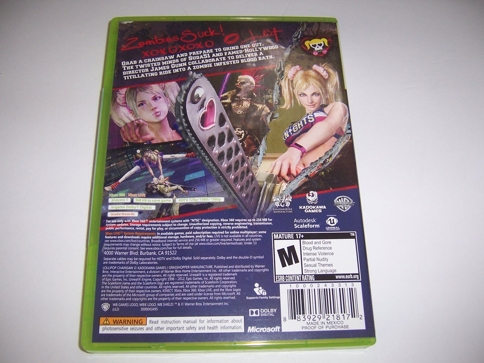 Authentic Case and Manual  Only for LOLLIPOP CHAINSAW – Microsoft Xbox 360