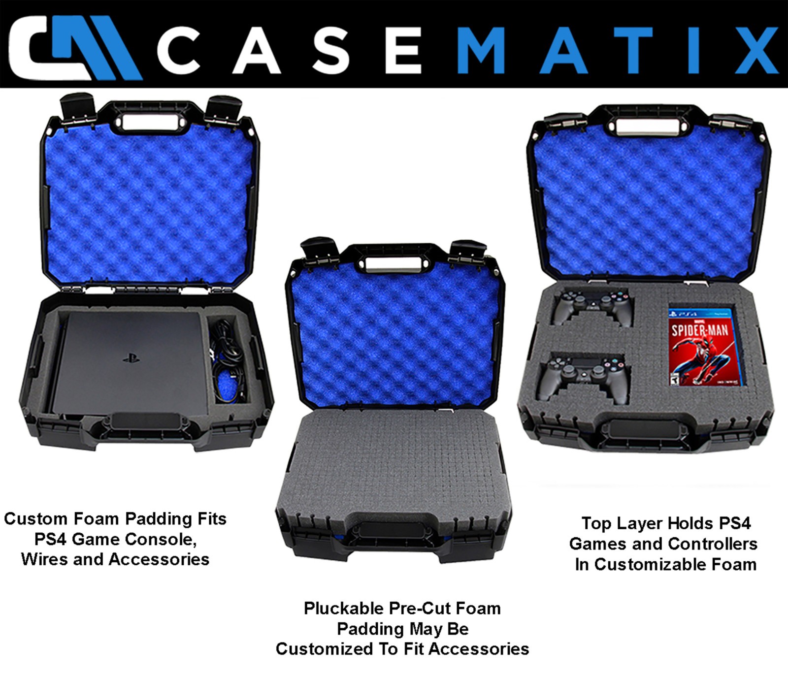 CASEMATIX Travel Case Fits Playstation 4 PS4 Slim Console, Controllers, Games