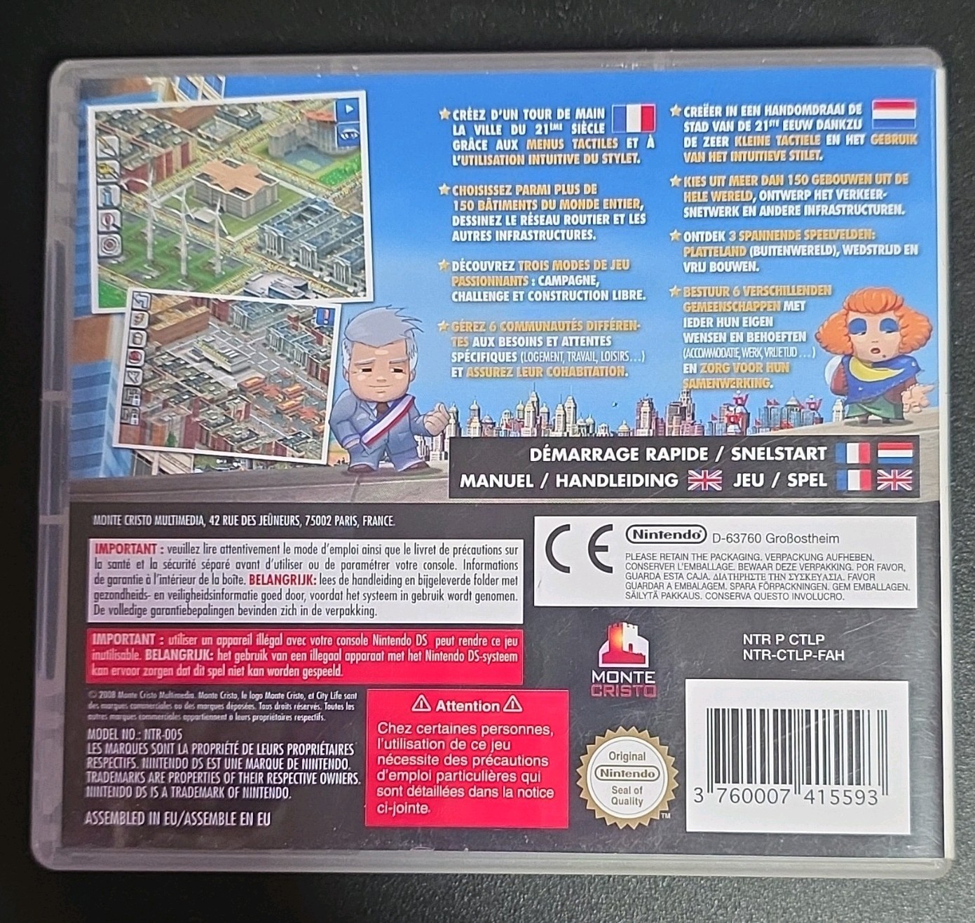 Montecristo City Life DS Nintendo DS Simulation PEGI 3 PAL Manual Included
