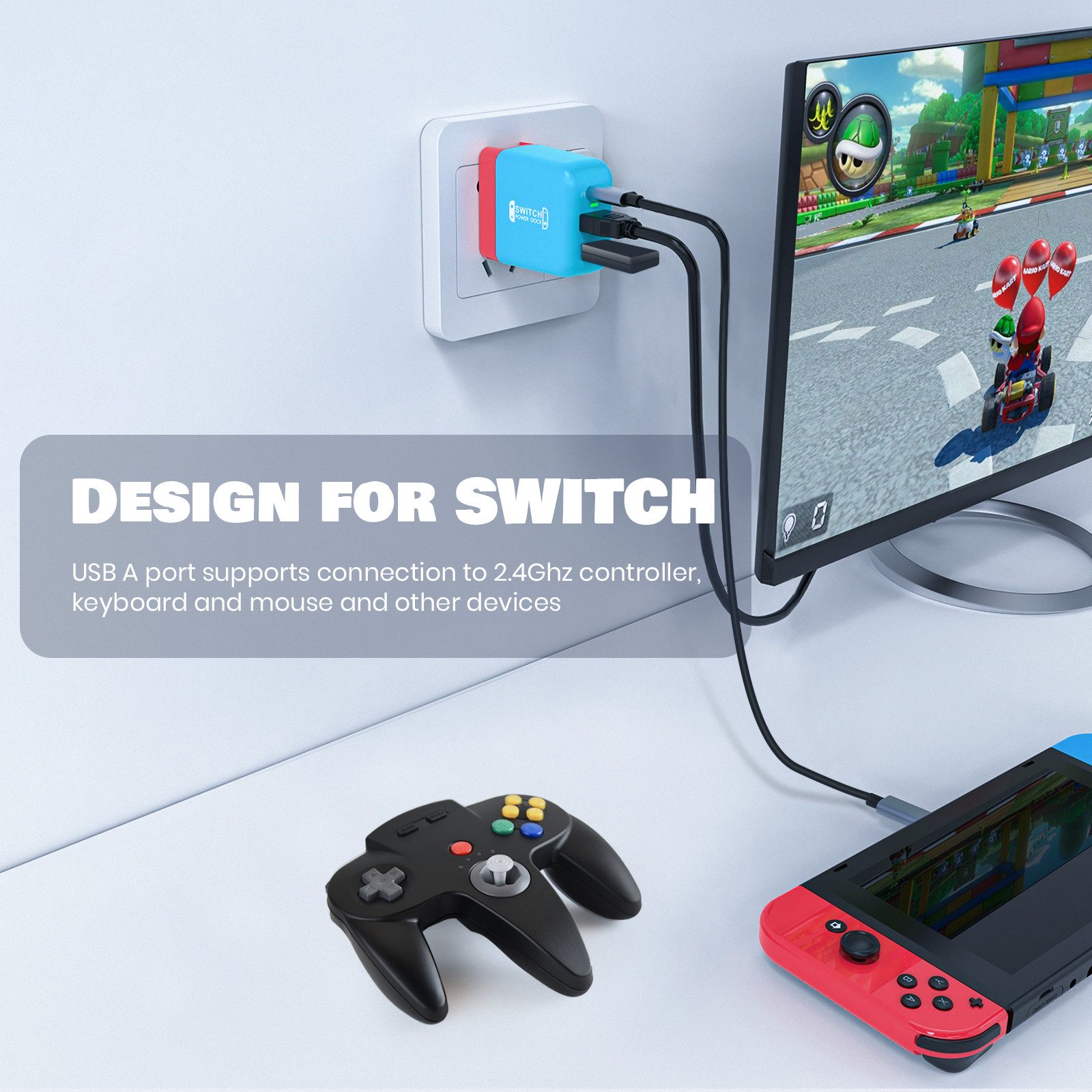 3 in 1 Mini Dock Station for Nintendo Switch Charger Docking Station Replacement
