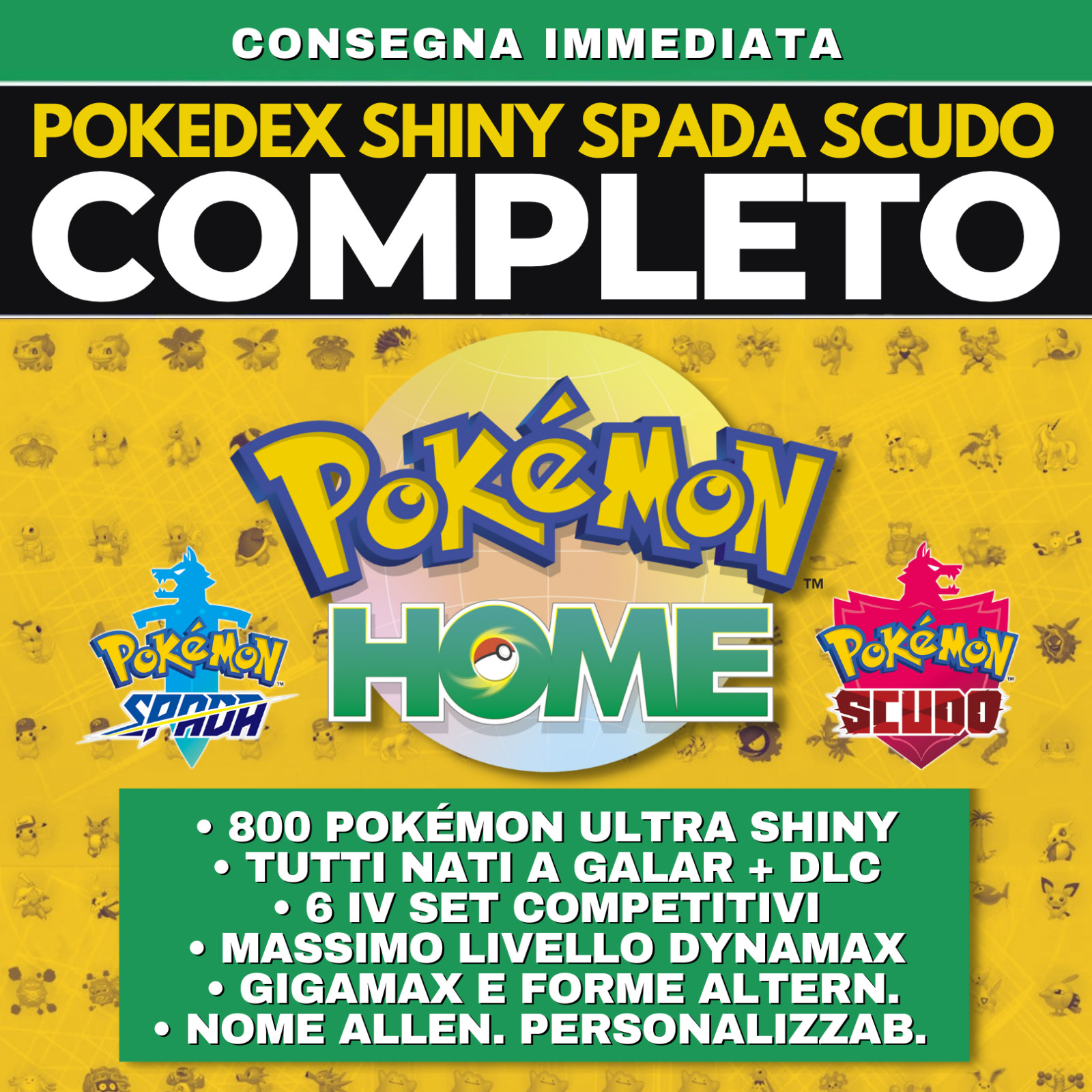 Pokémon HOME Shiny Living Dex Spada e Scudo Pokedex completo Galar 6IV Battle