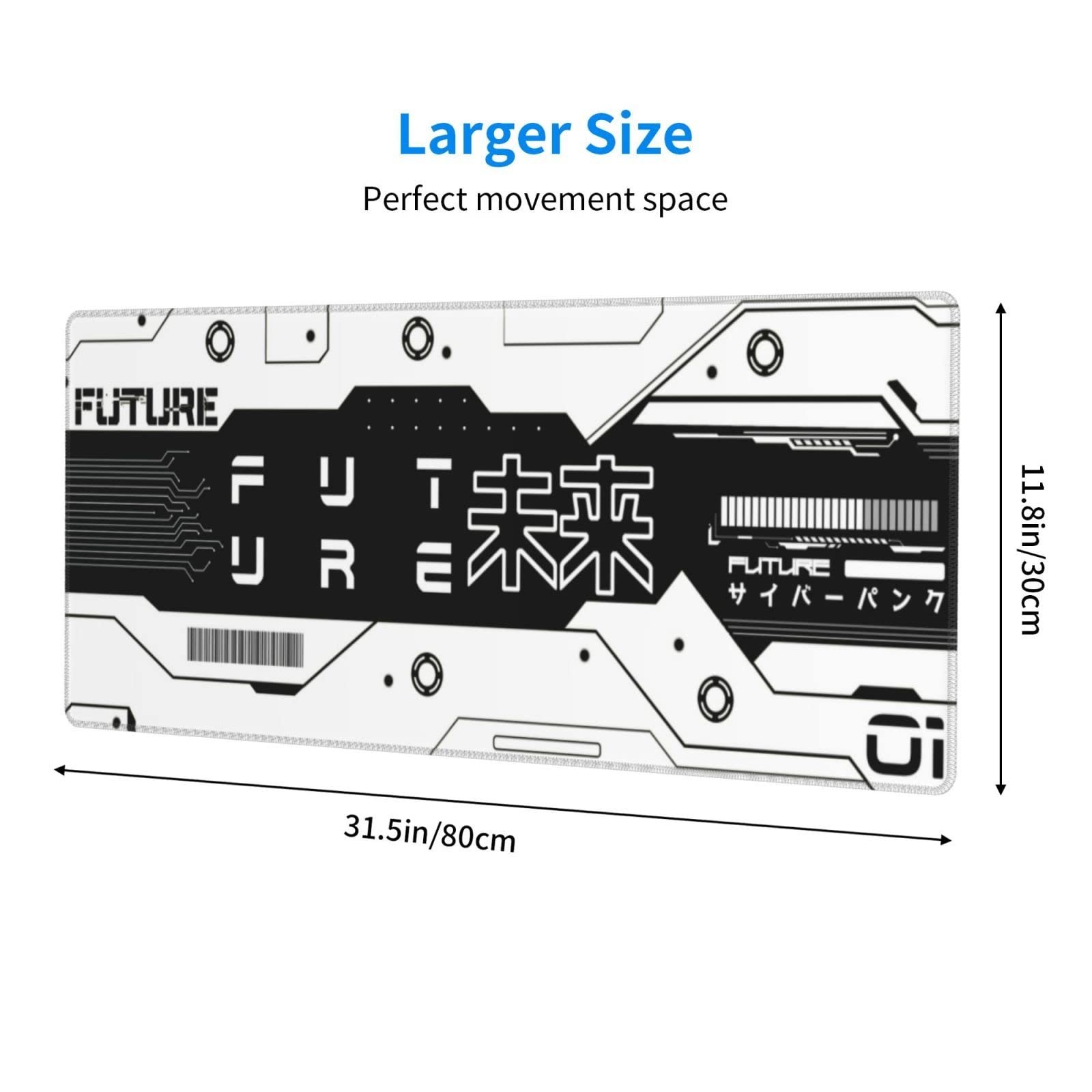Black and White Future Gaming Mouse Pad XL, Large Non Slip Rubber Mousepad, S…
