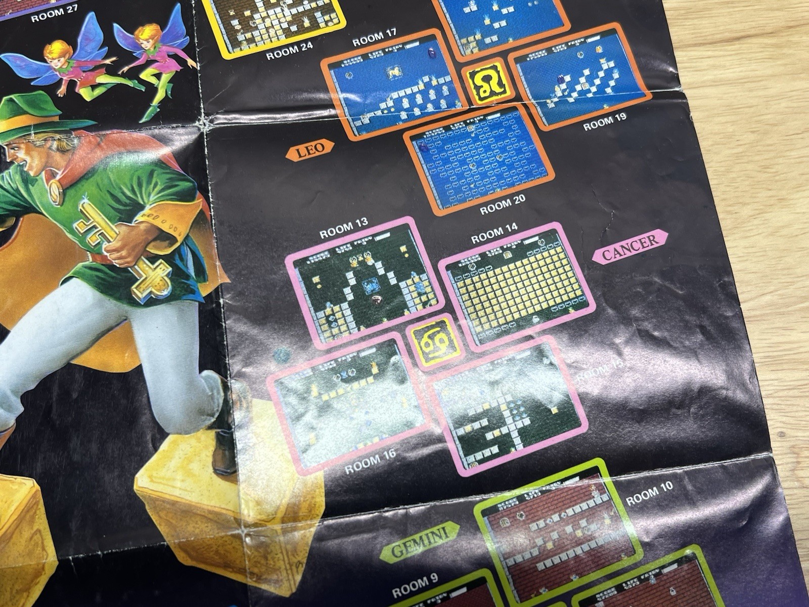 Tecmo Solomon’s Key NES Photo Map Poster Nintendo 1987 Fold Out Insert